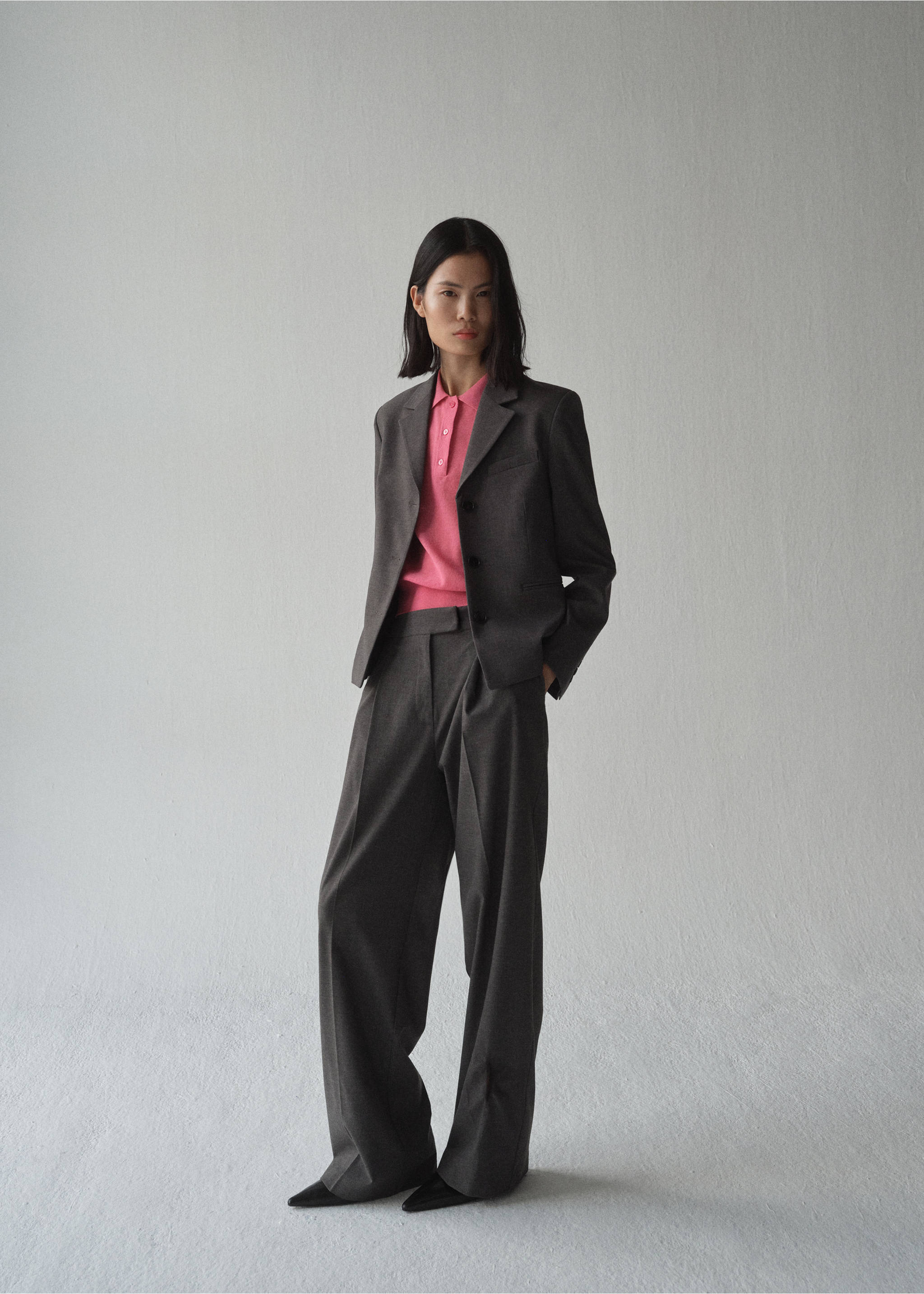 Pull-over maille col polo - Détail de l'article 2, Fuchsia. Ref: 87004084-00.