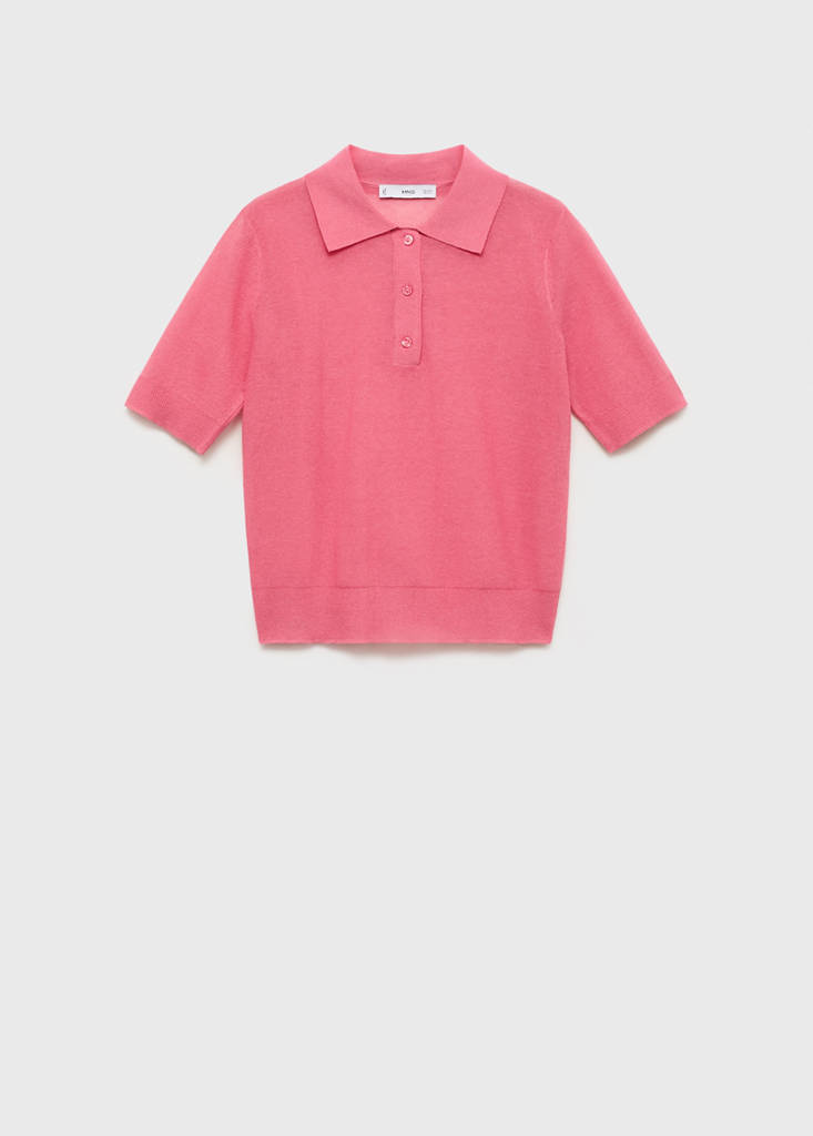 Knitted polo-neck sweater — Fuchsia