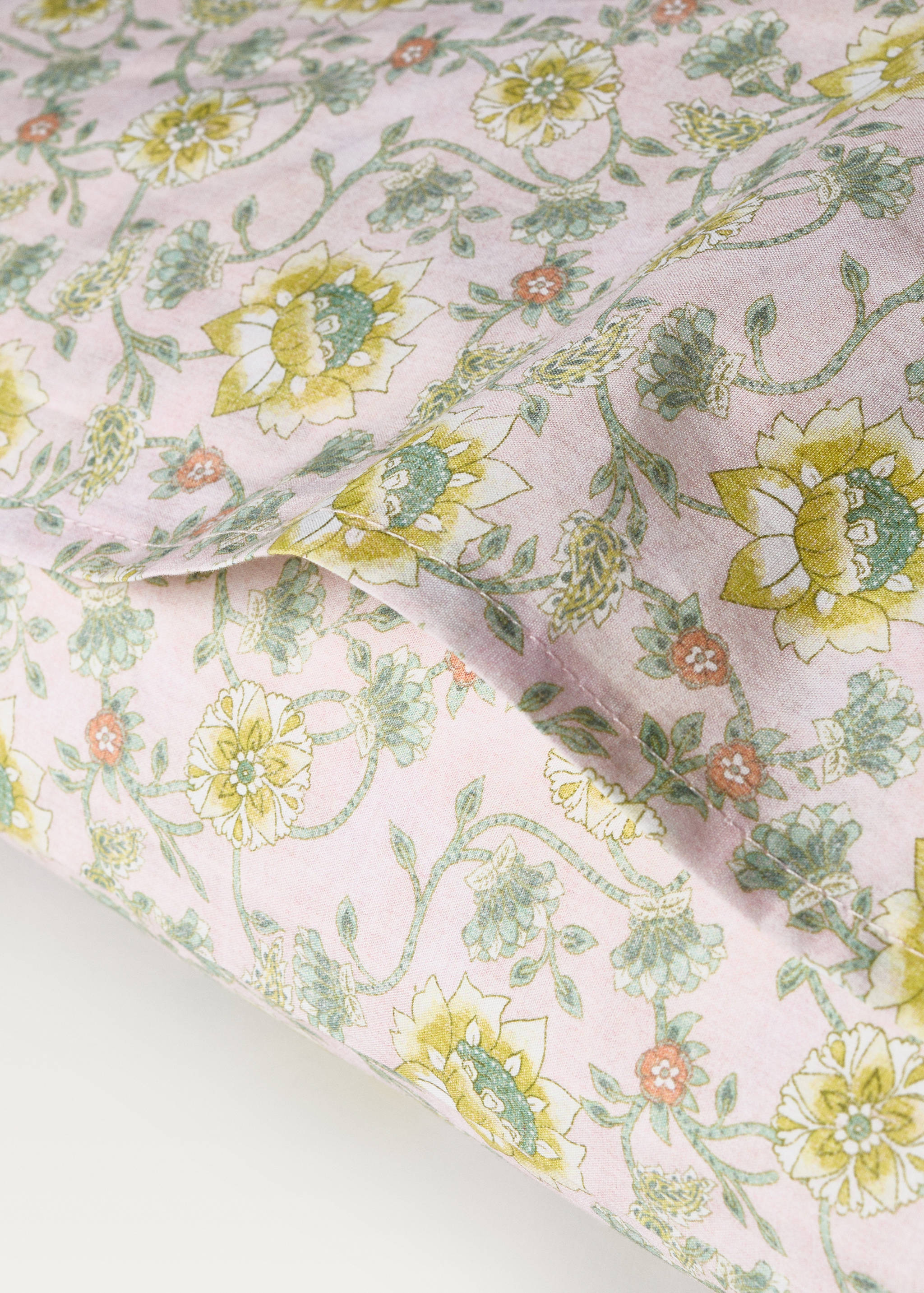 Taie d'oreiller enfant percale de coton imprimé fleuri 60x60 cm - Détail de l'article 2