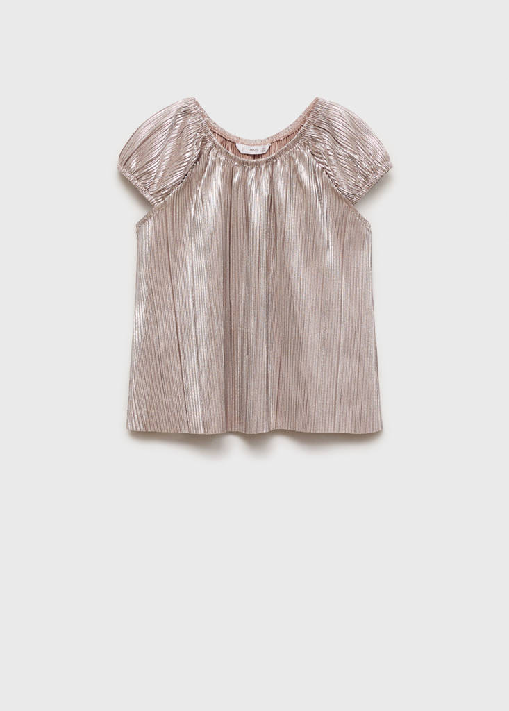 MANGO KIDS - T-shirt plissé métallisé argent - 13-14 ans - Fille