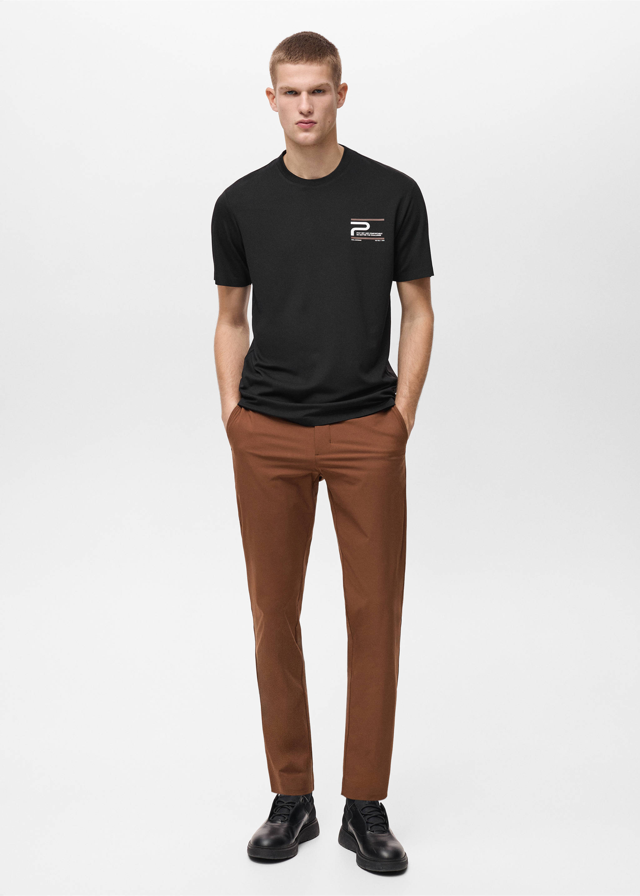 Bedrukt slim-fit T-shirt COOLMAX® - Overzichtstekening, Zwart. Ref: 87004408-00.