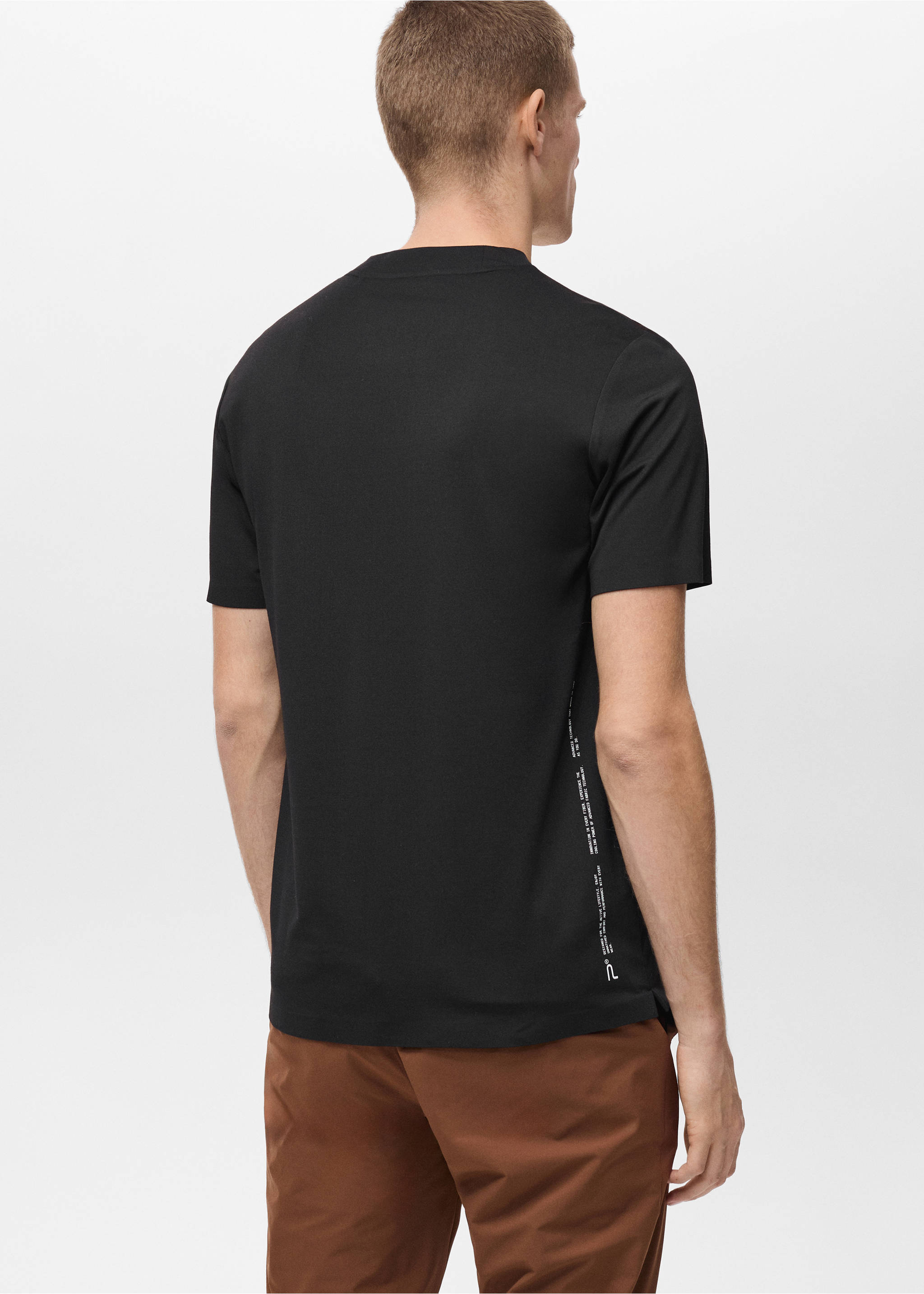 Bedrukt slim-fit T-shirt COOLMAX® - Achterkant van het artikel, Zwart. Ref: 87004408-00.