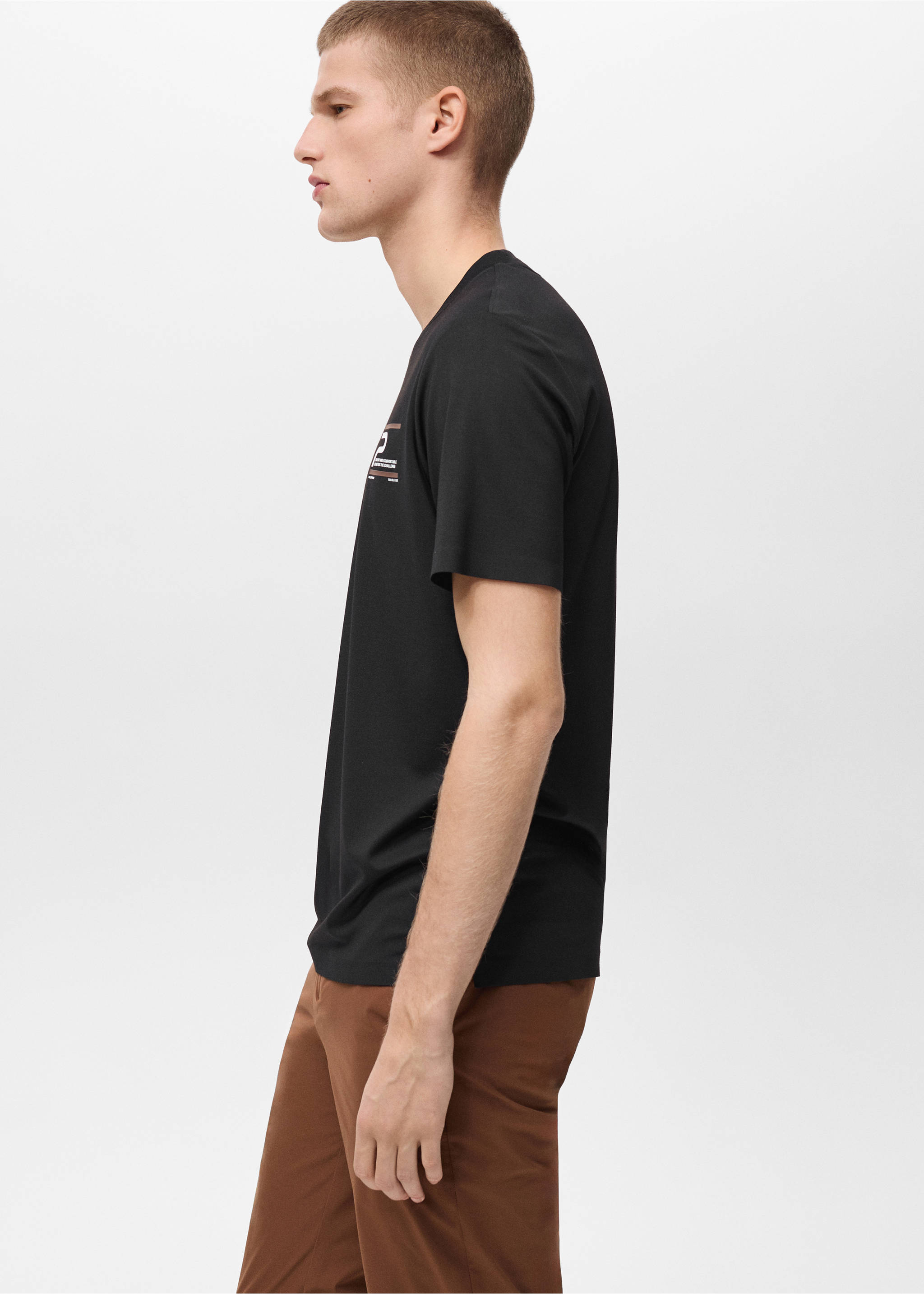 Bedrukt slim-fit T-shirt COOLMAX® - Detail van het artikel 2, Zwart. Ref: 87004408-00.