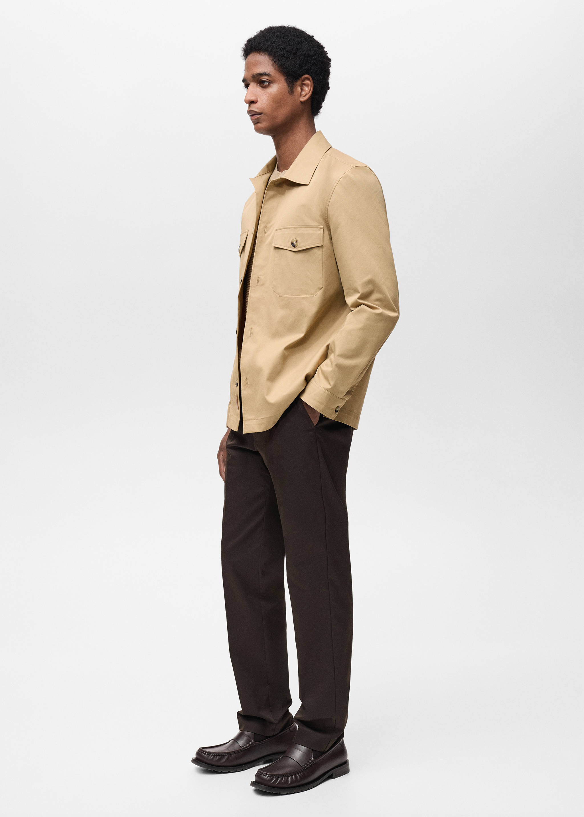 Regular-fit cotton overshirt with pockets - Details of the article 2