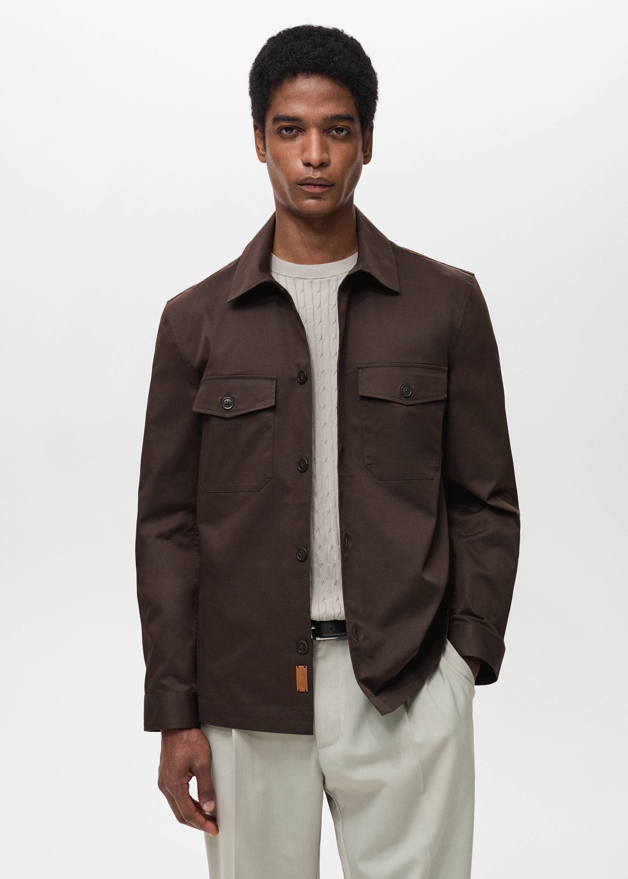 Regular-fit cotton overshirt with pockets - Medium plane