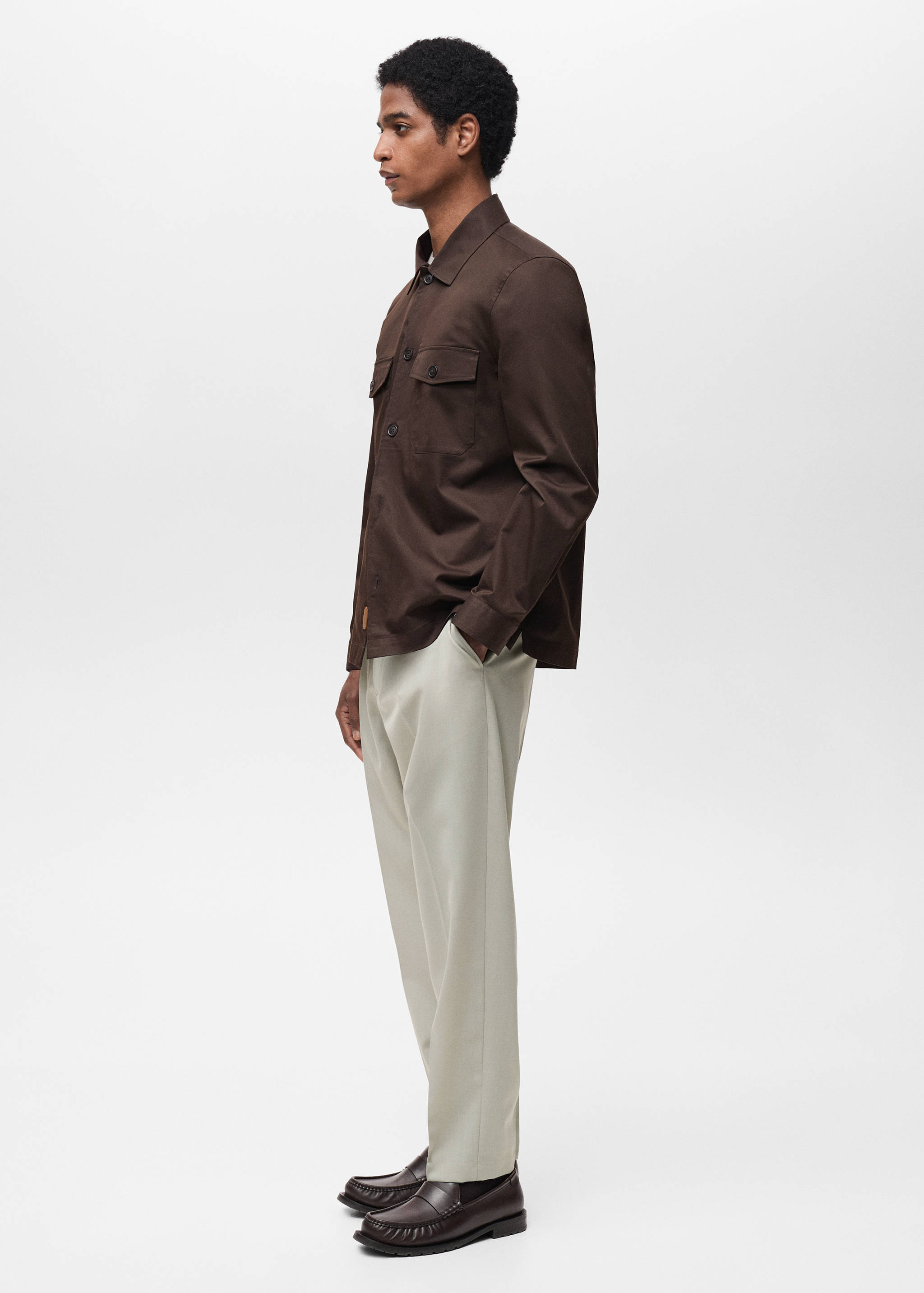 Regular-fit cotton overshirt with pockets - Details of the article 2