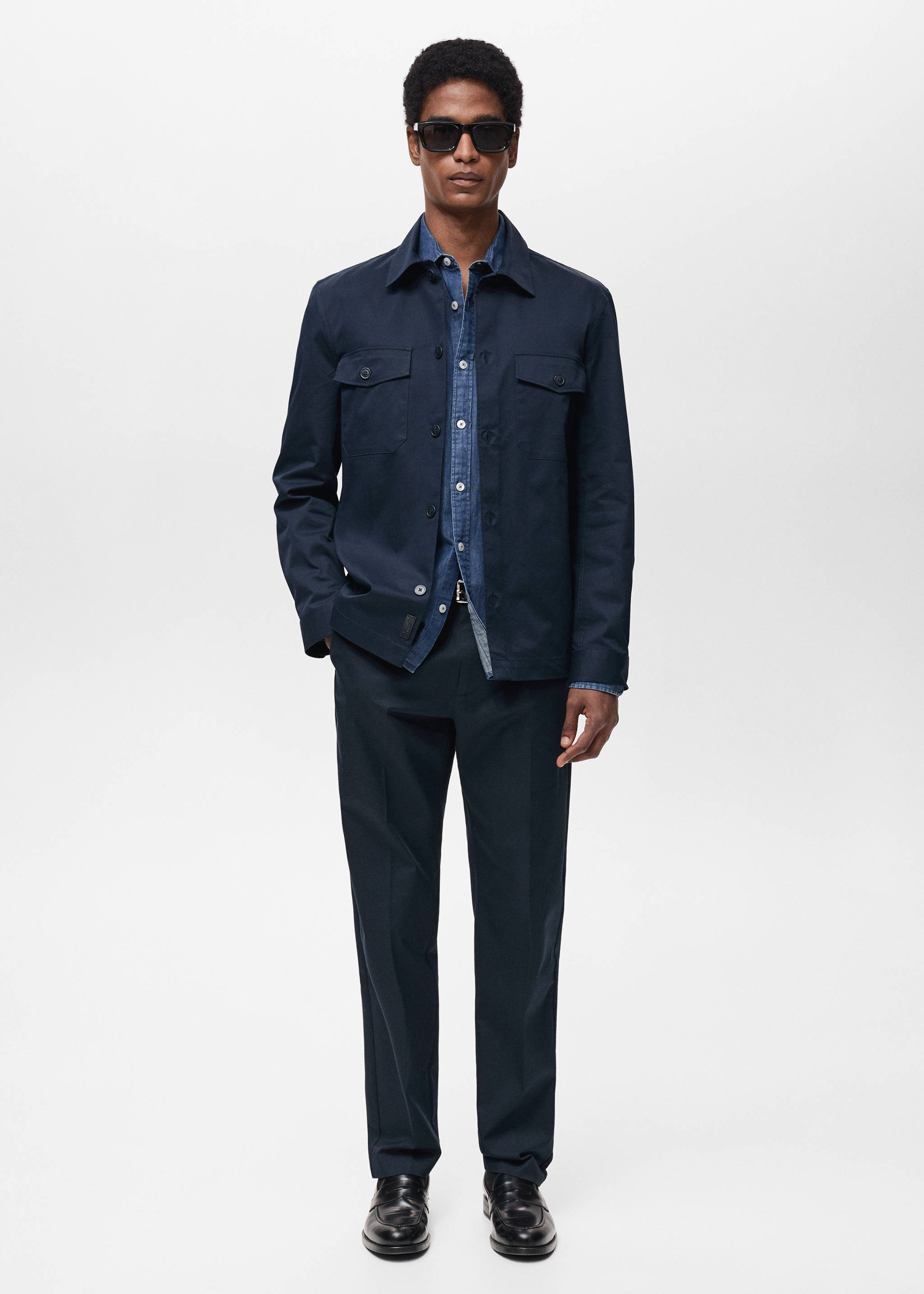 Regular-fit cotton overshirt with pockets - General plane