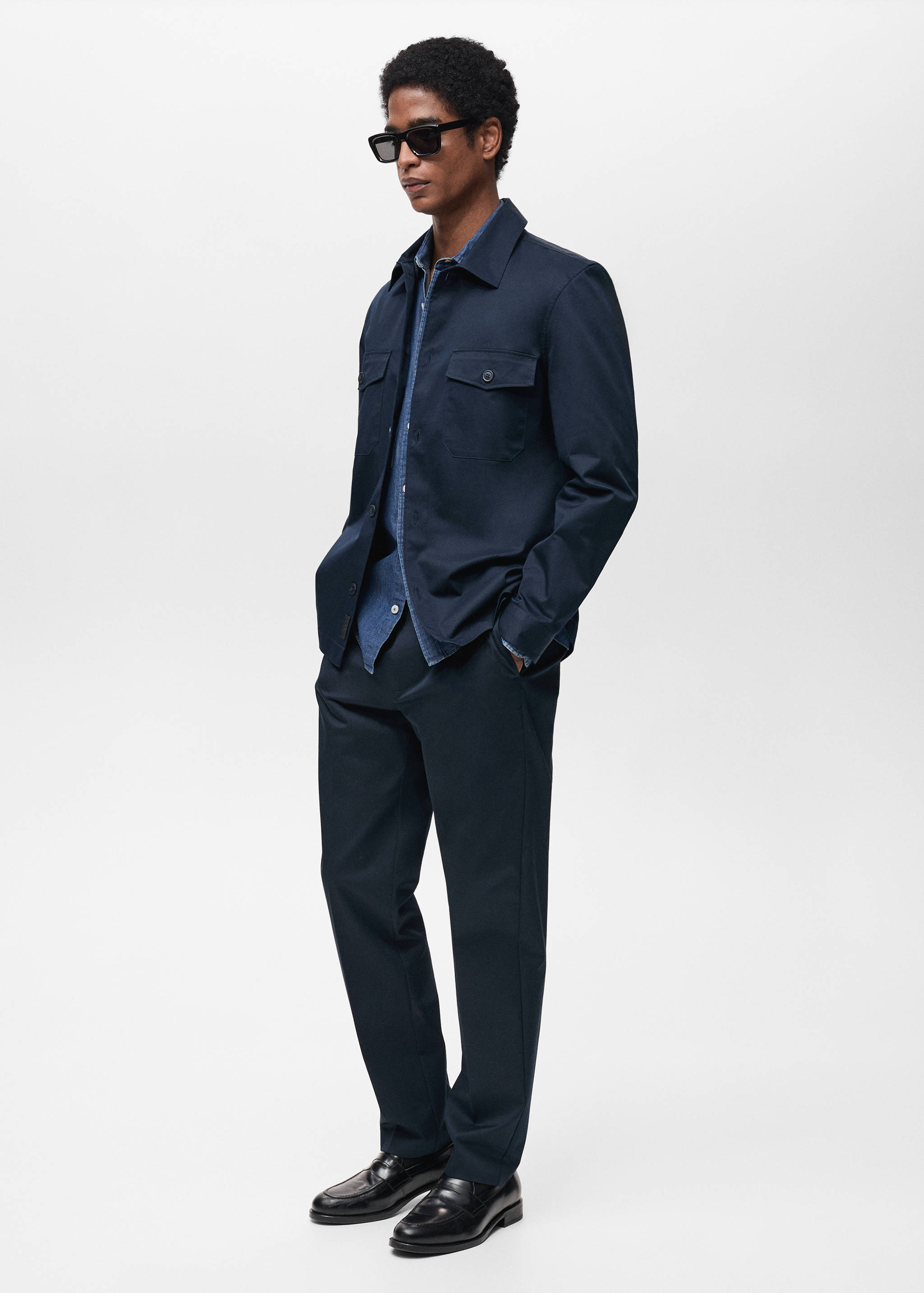 Regular-fit cotton overshirt with pockets - Details of the article 2