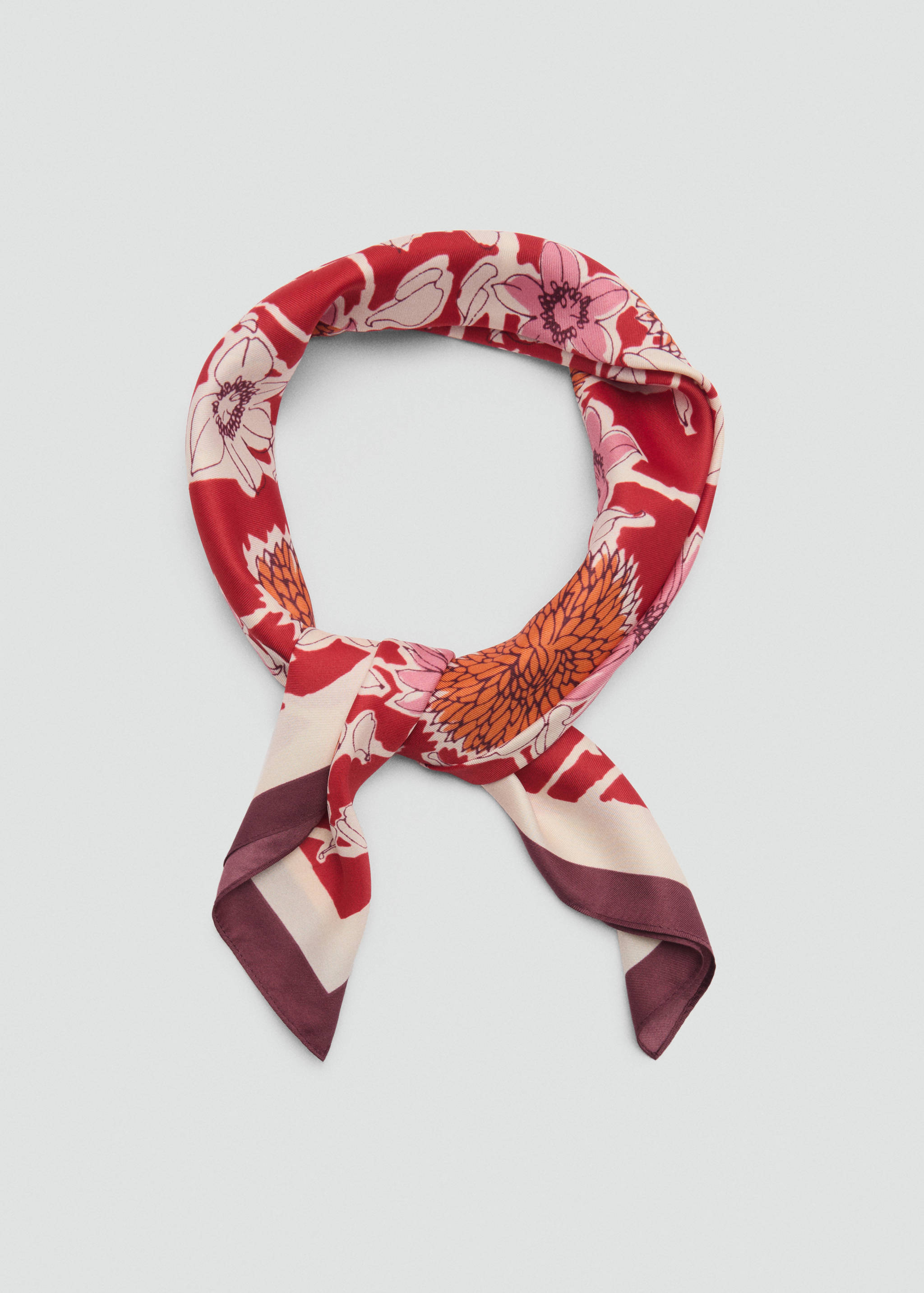 Floral satin scarf - Details of the article 1