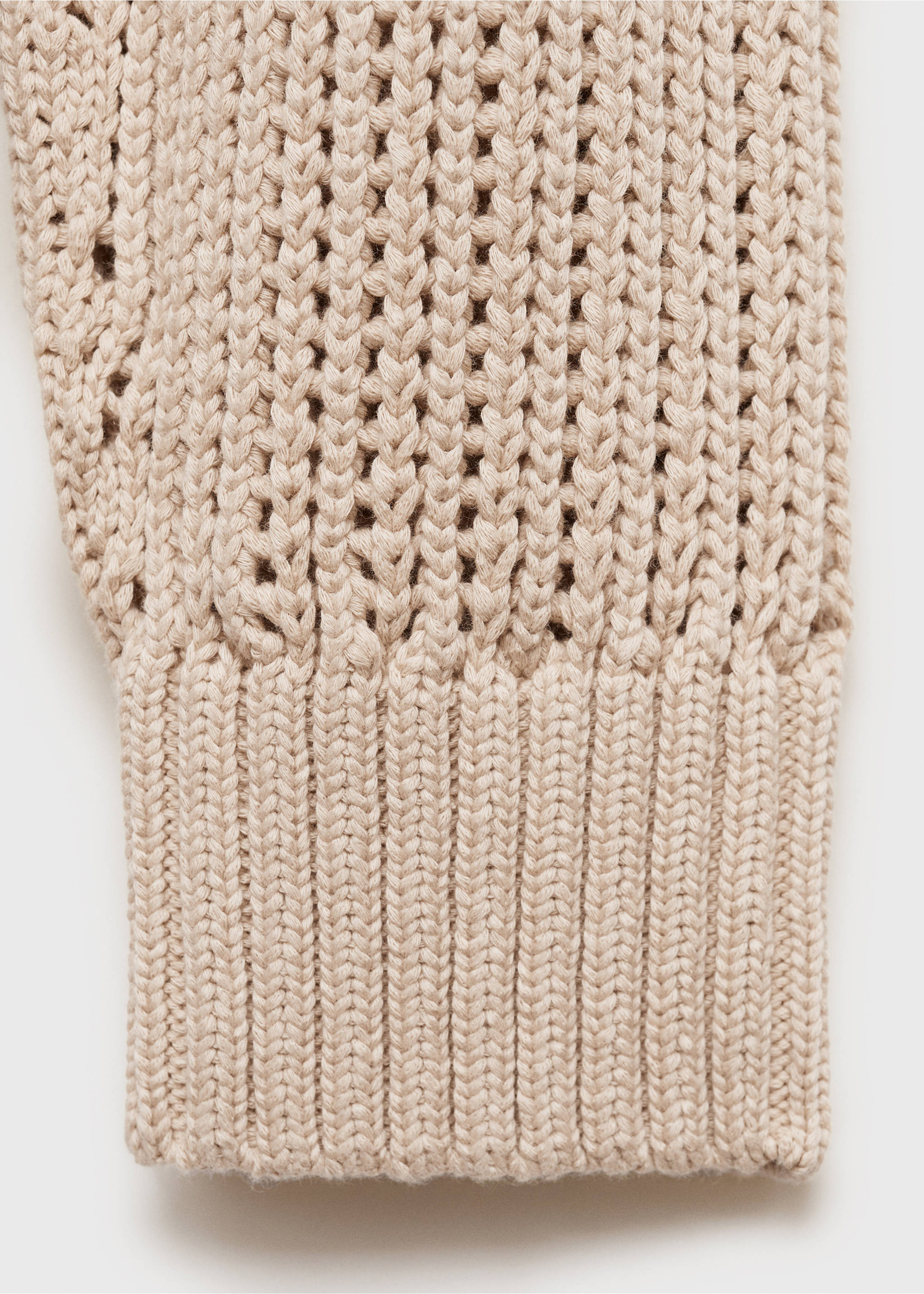 100% cotton knitted sweater with lace design - Details of the article 0, Beige. Ref: 87004414-00.