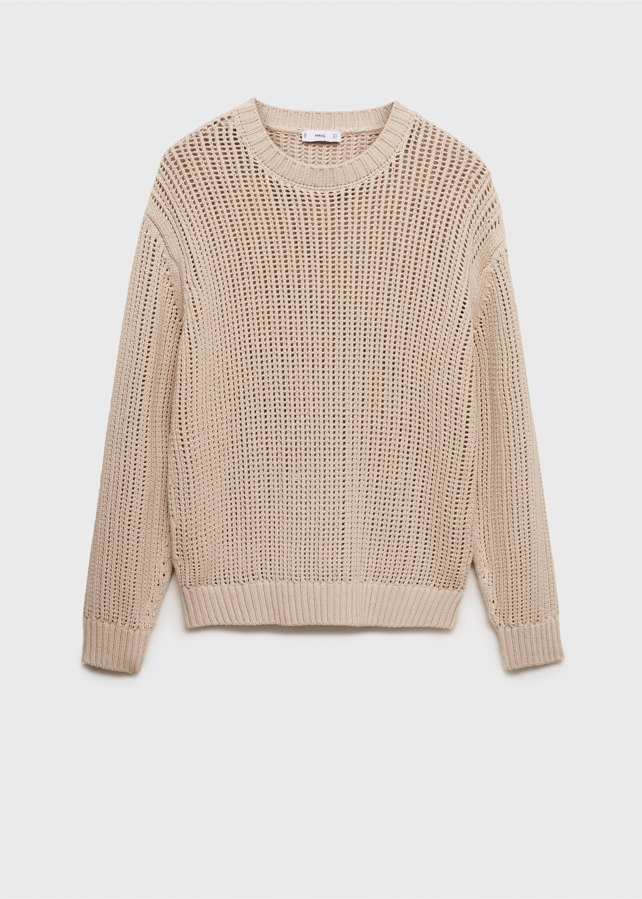 100% cotton knitted sweater with lace design - Article without model, Beige. Ref: 87004414-00.