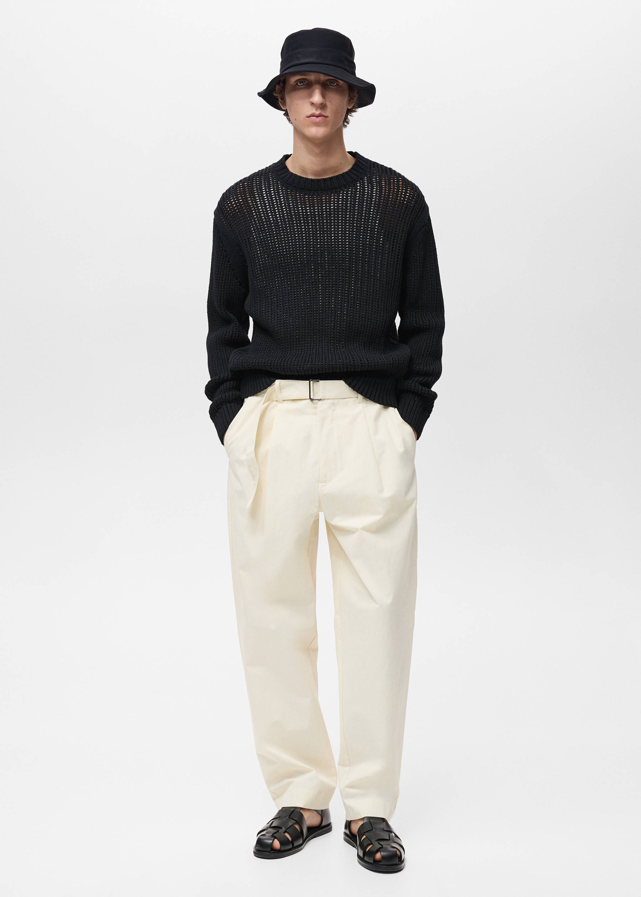 Pull 100 % coton maille ajourée - Plan général