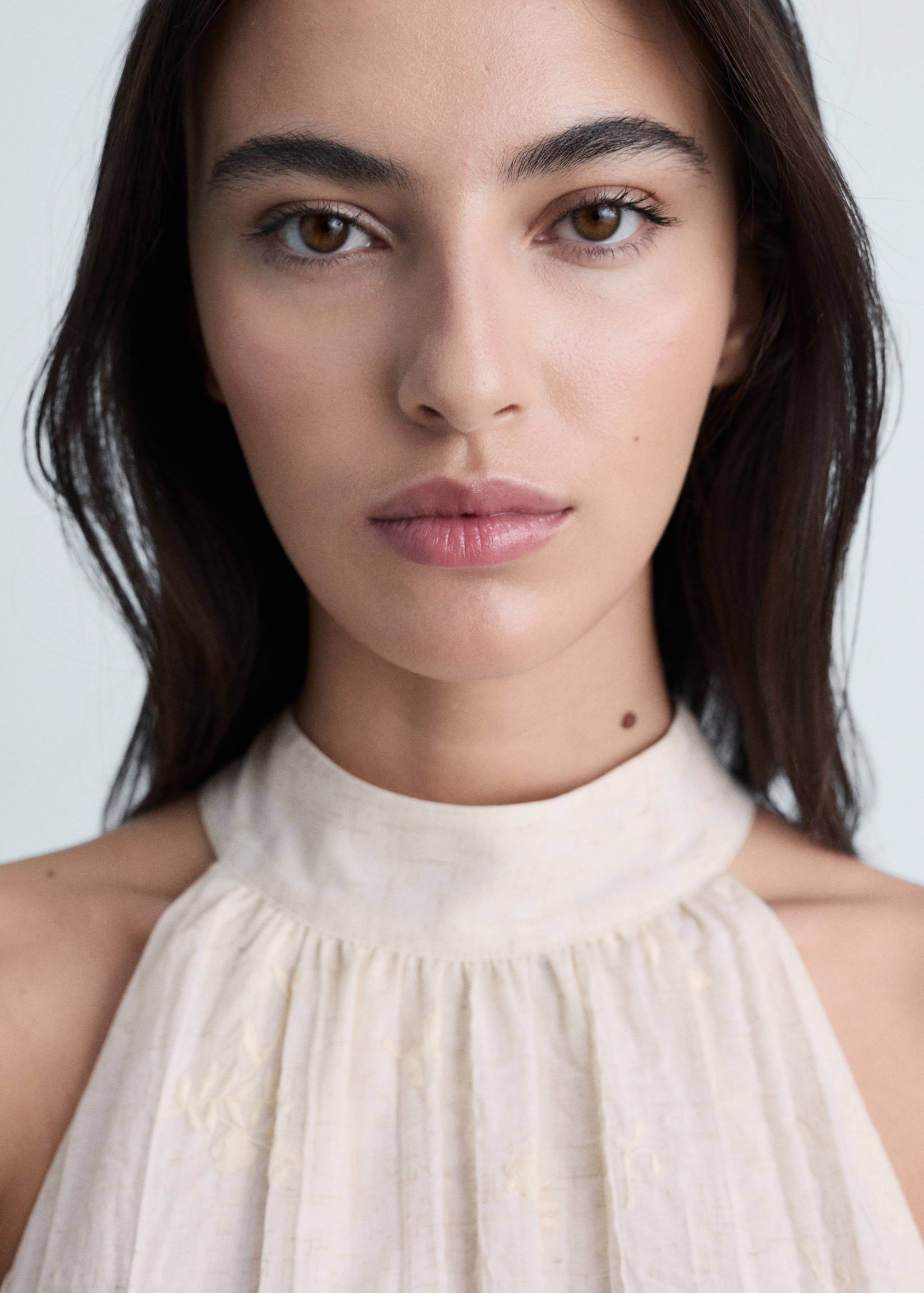 Embroidered linen-blend dress - Details of the article 1