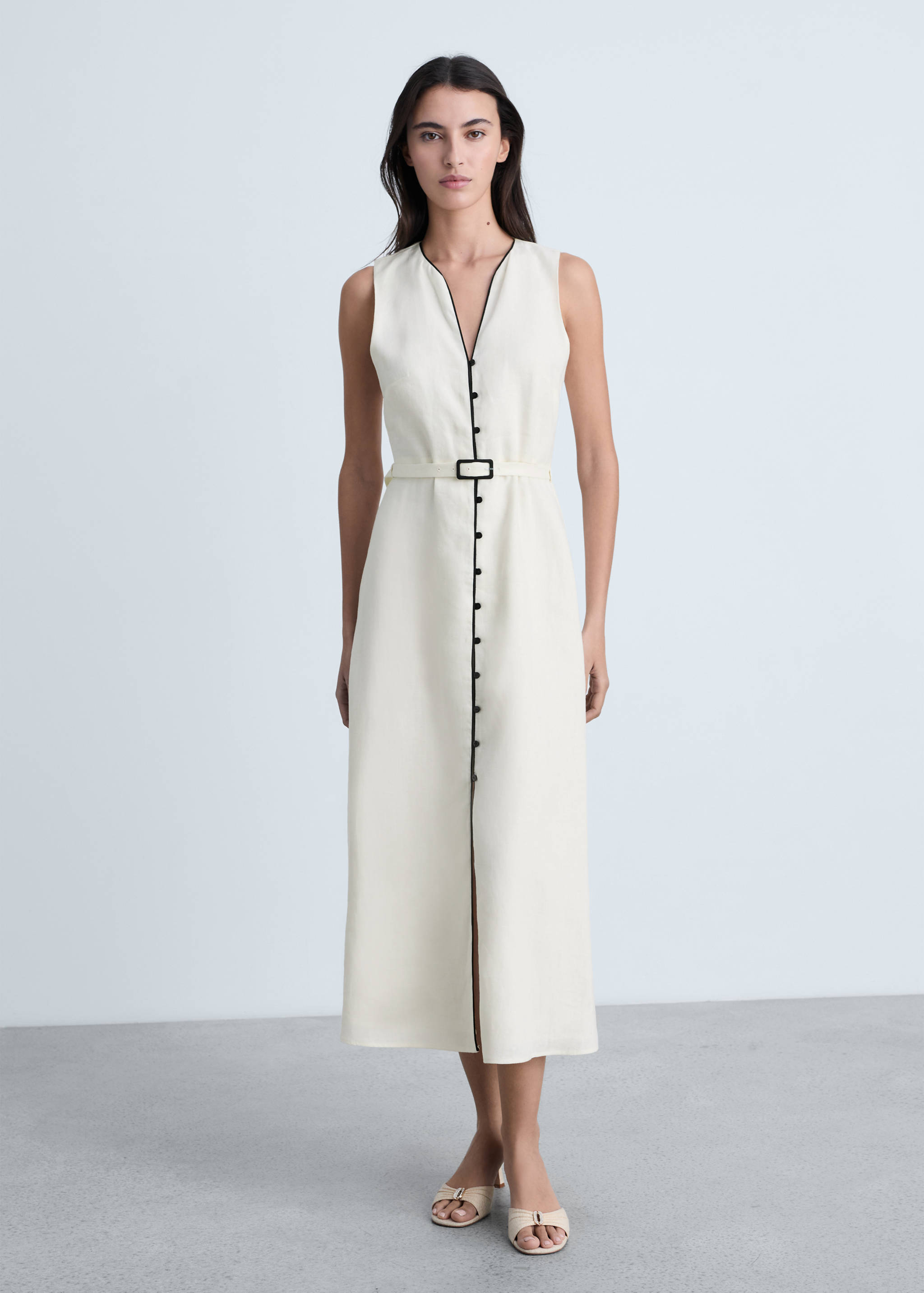 Robe lin liserés contrastés - Plan général