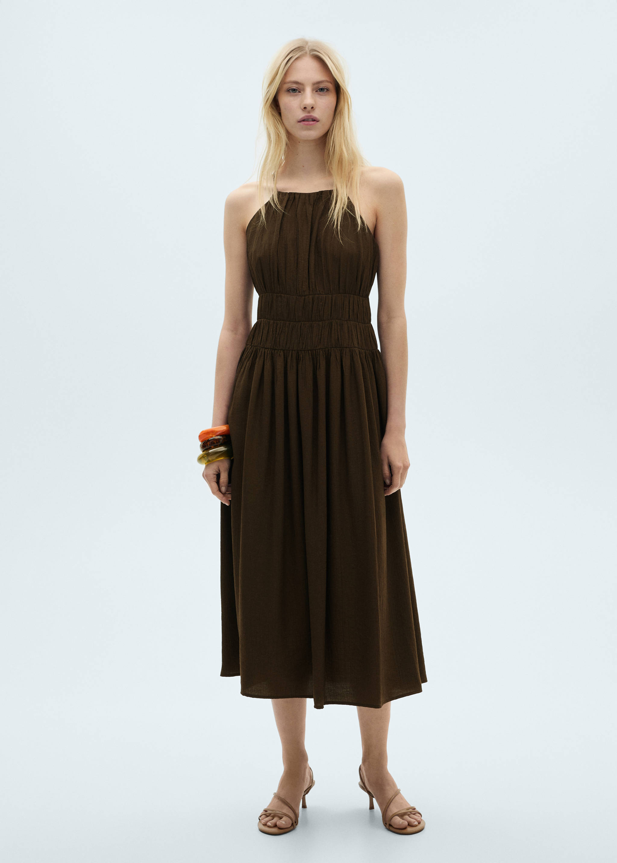 Midi-dress with gathered waist - General plane
