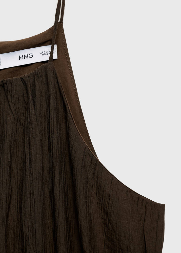 Midi-dress with gathered waist — Brown