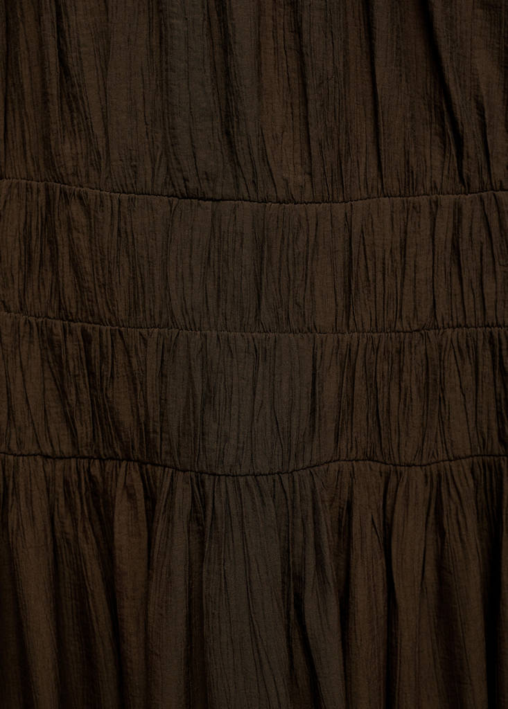 Midi-dress with gathered waist — Brown