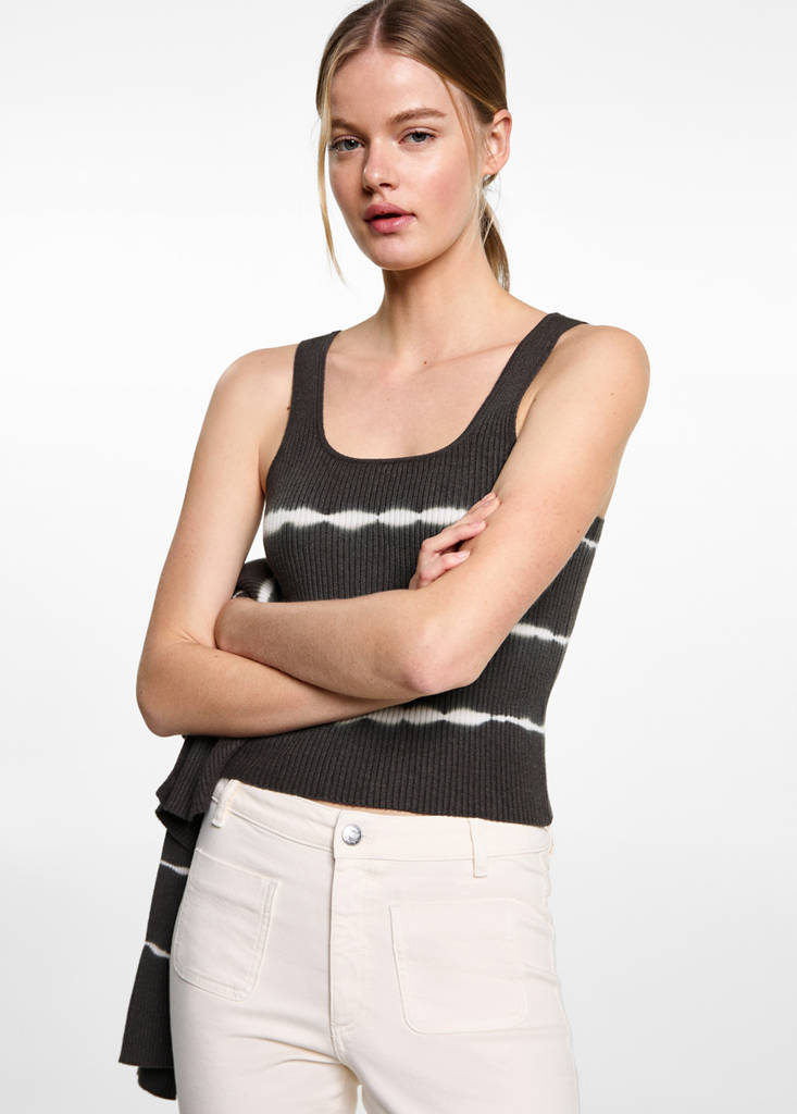 Tie-dye effect top — Charcoal