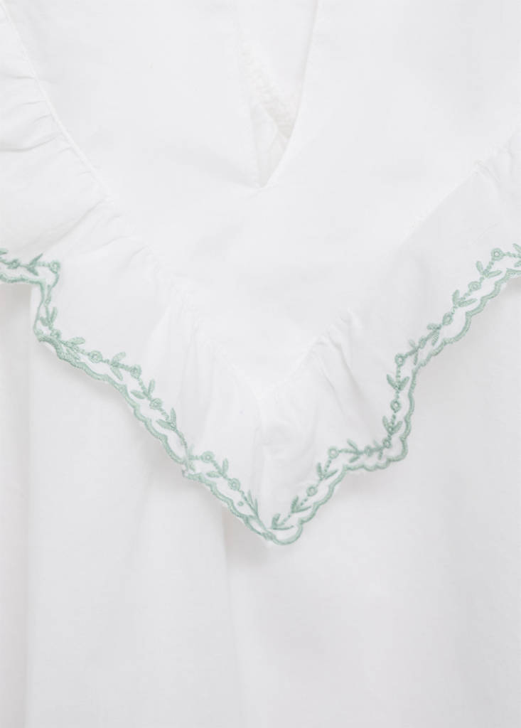 Ruffle neck blouse — Off White