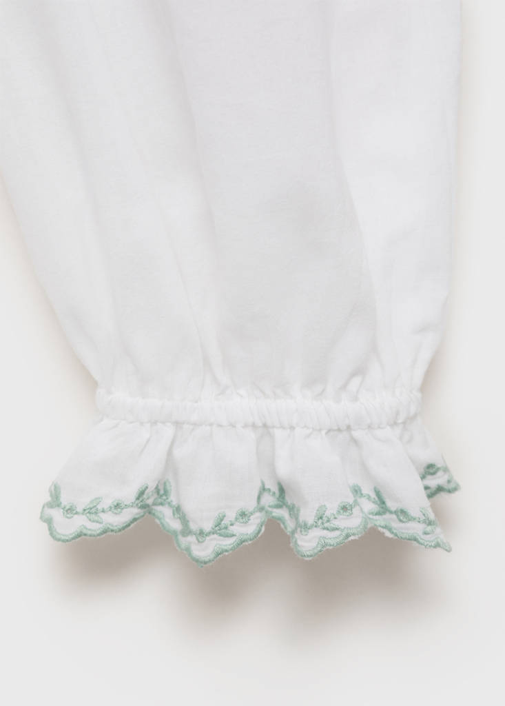 Ruffle neck blouse — Off White