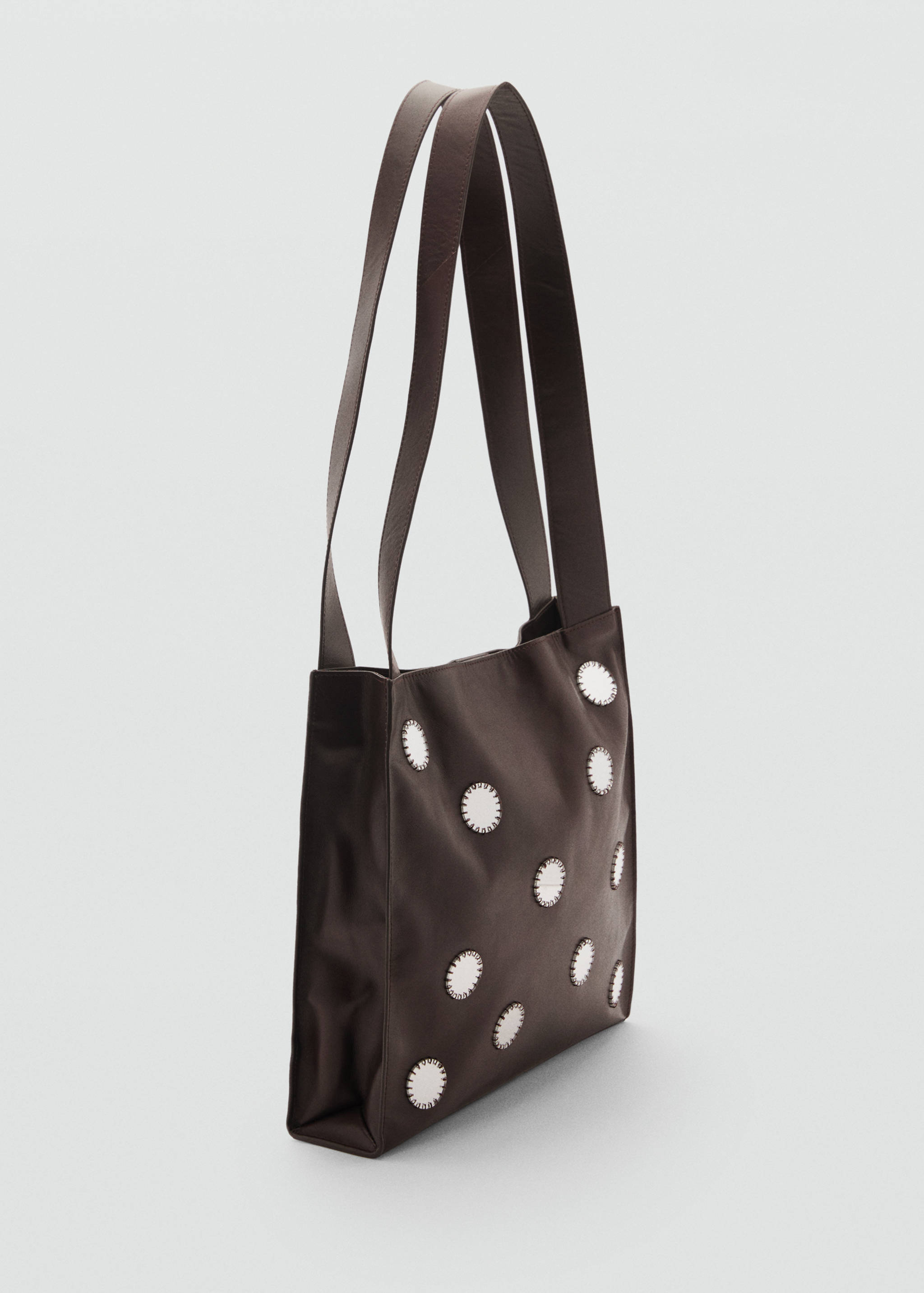 Double-handle leather bag with mirrors - Medium plane