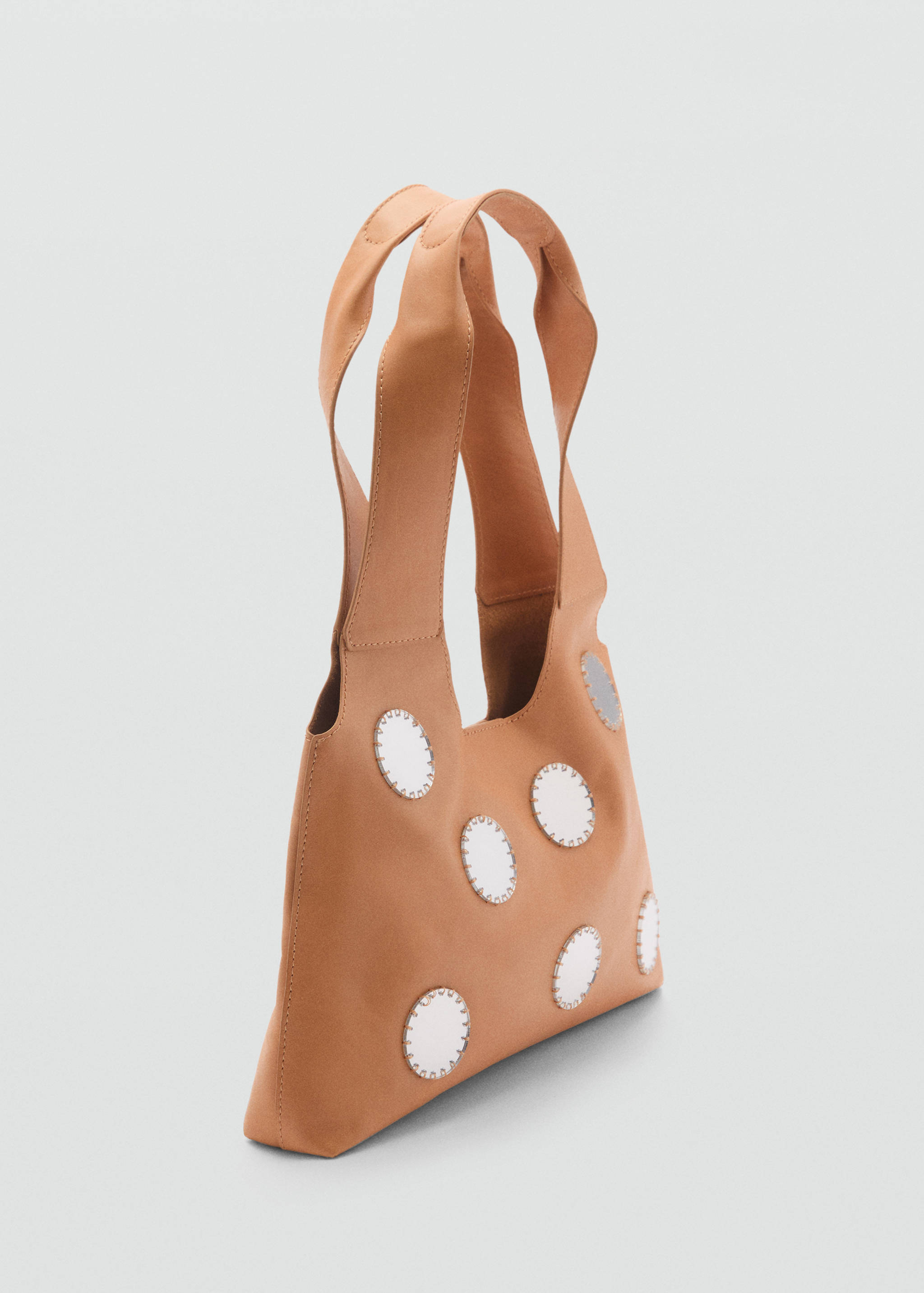 Leather shoulder bag with mirrors - Medium plane