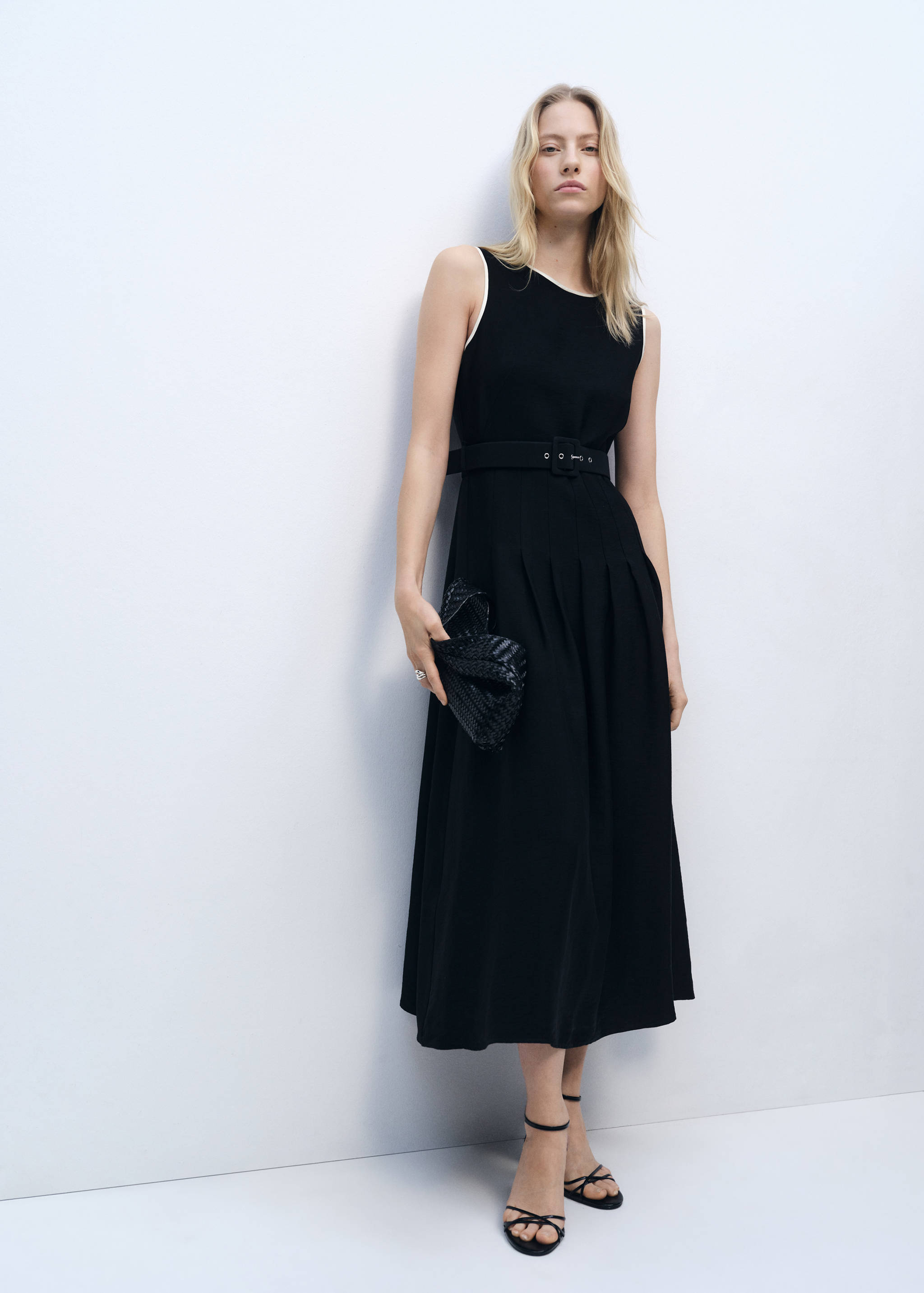 Flared midi-dress with belt - General plane