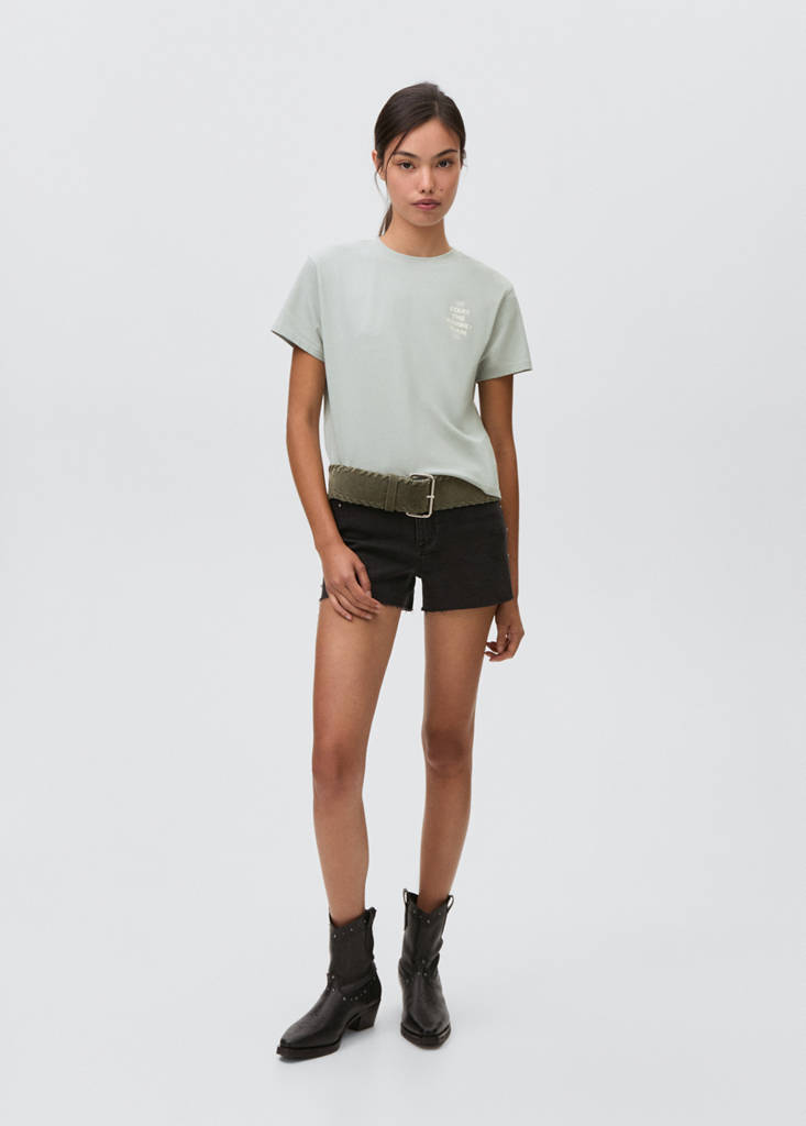 Message cotton T-shirt — Mint Green