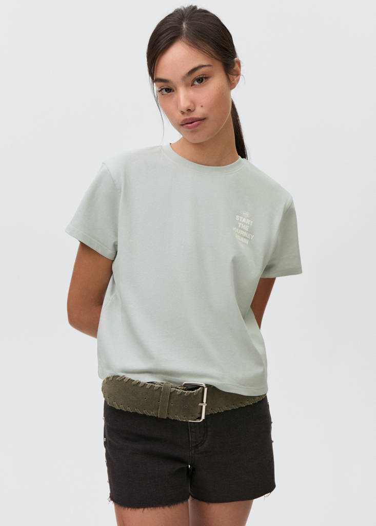 Message cotton T-shirt — Mint Green
