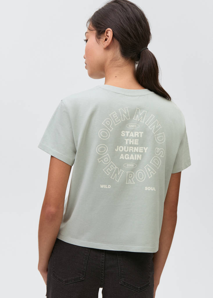 Message cotton T-shirt — Mint Green