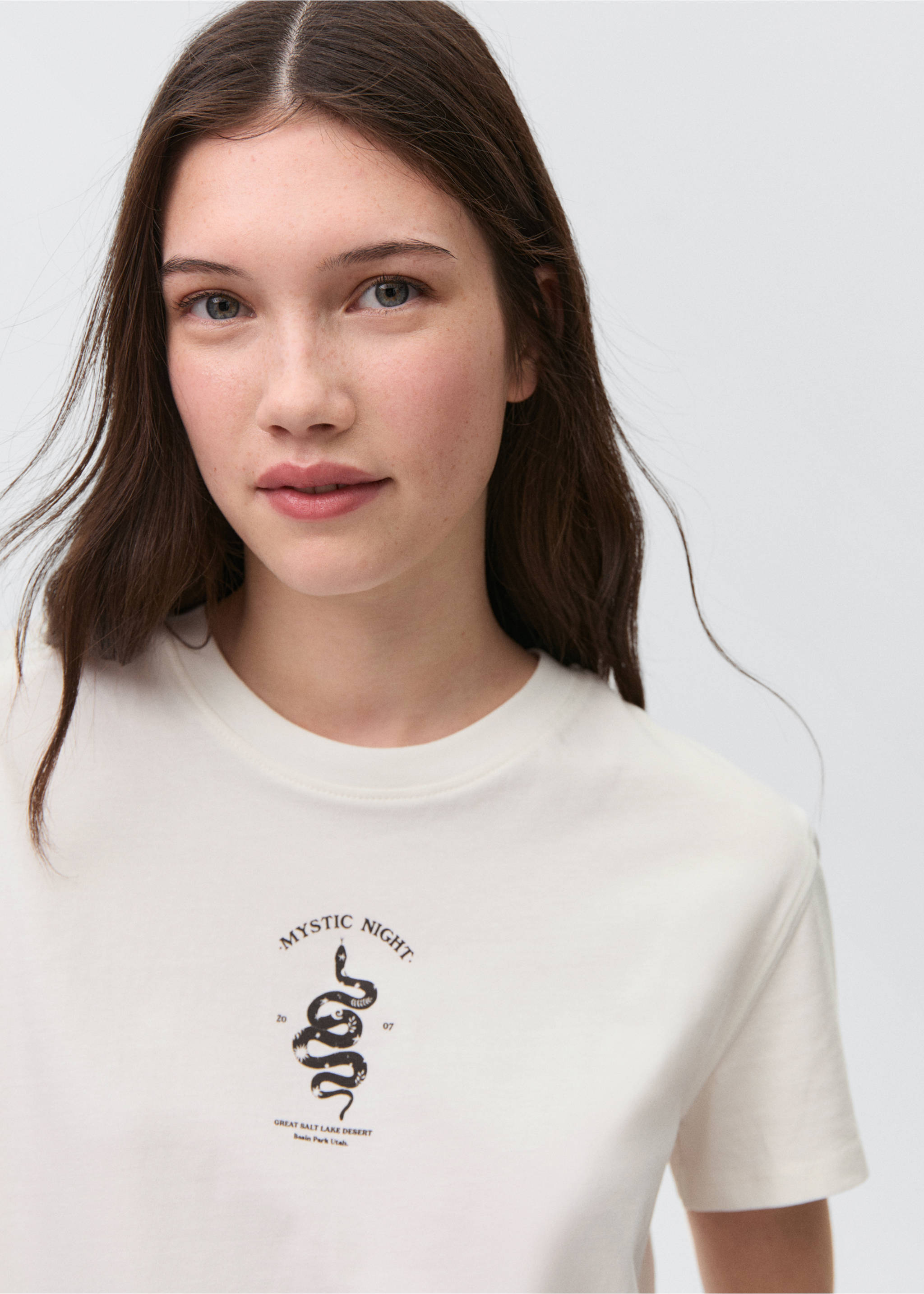 Cotton t-shirt with printed drawing - Details of the article 1, Off White. Ref: 87005738-00.