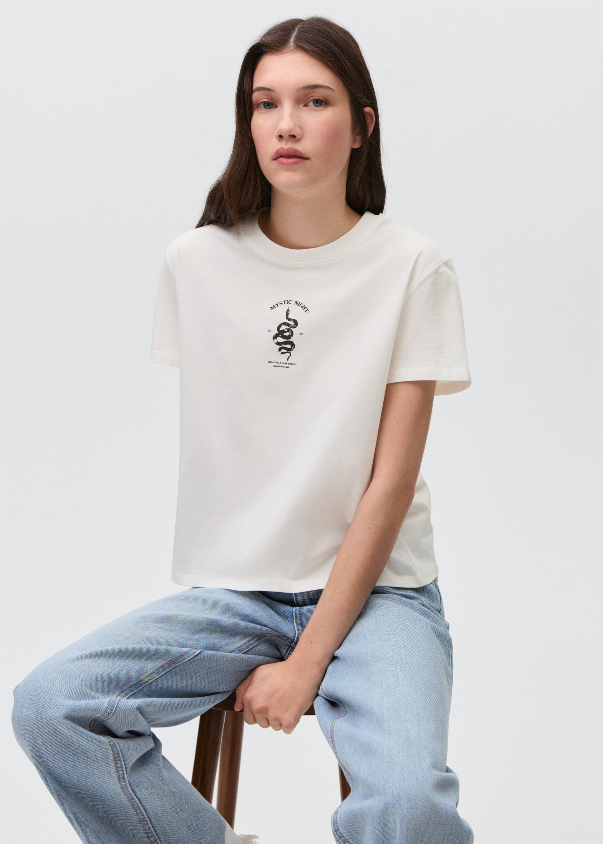 Cotton t-shirt with printed drawing - Details of the article 4, Off White. Ref: 87005738-00.