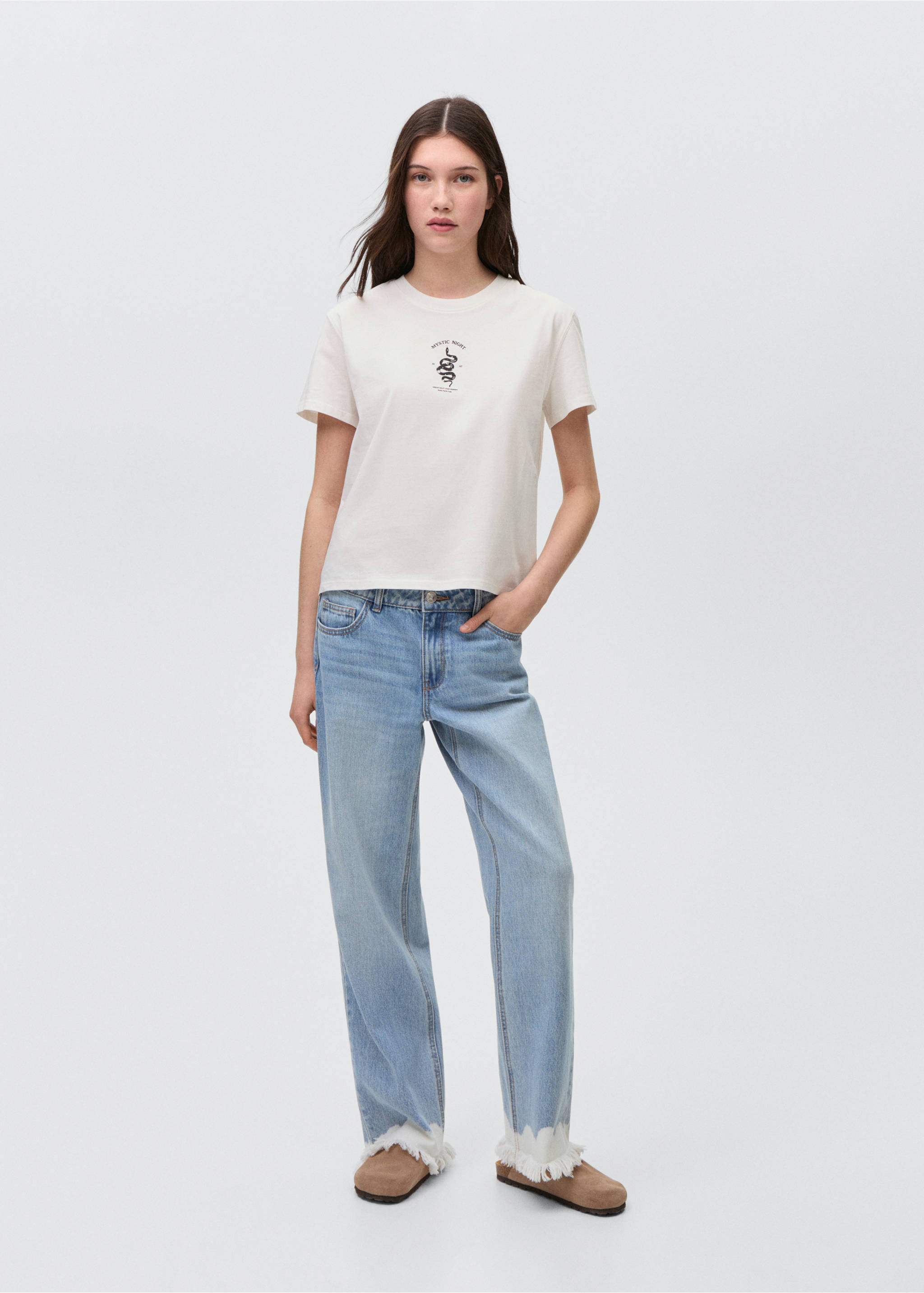 Cotton t-shirt with printed drawing - Details of the article 2, Off White. Ref: 87005738-00.