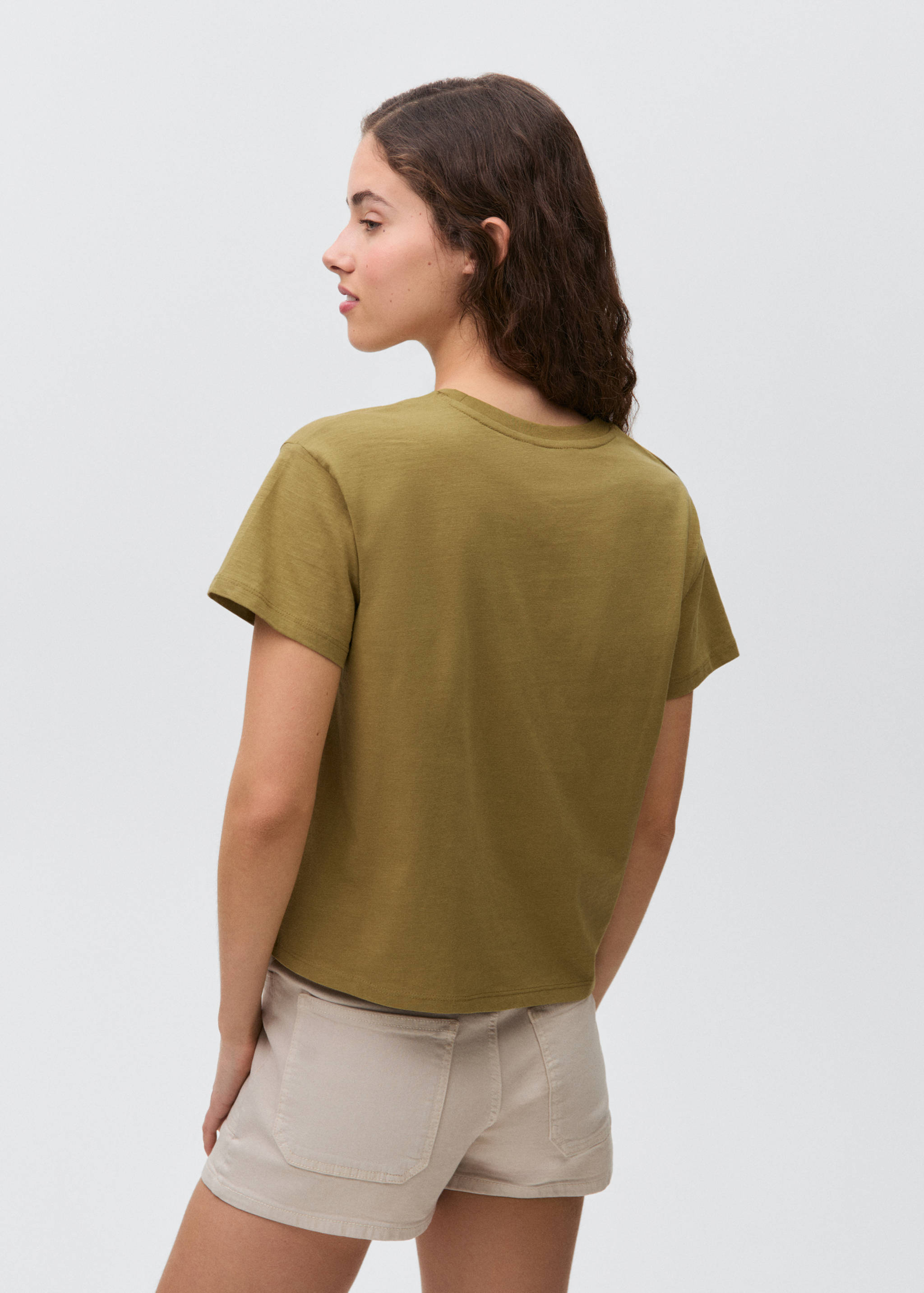 Camiseta algodón mensaje bordado - Reverso del artículo
