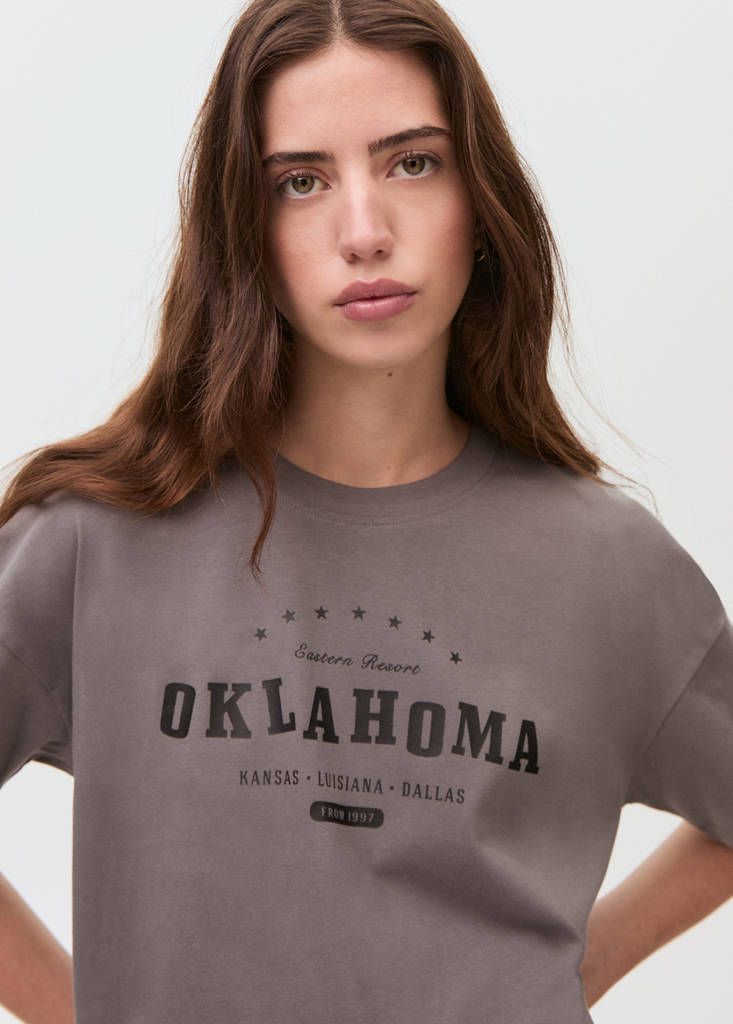 Message cotton T-shirt — Charcoal