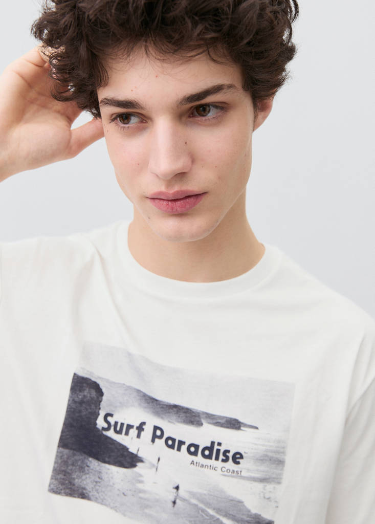 Printed cotton-blend t-shirt — Off White