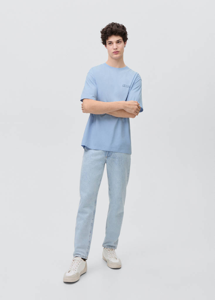 Message cotton T-shirt — Sky Blue
