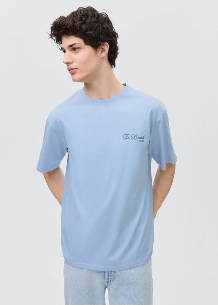 Message cotton T-shirt — Sky Blue