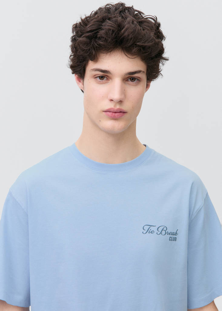 Message cotton T-shirt — Sky Blue