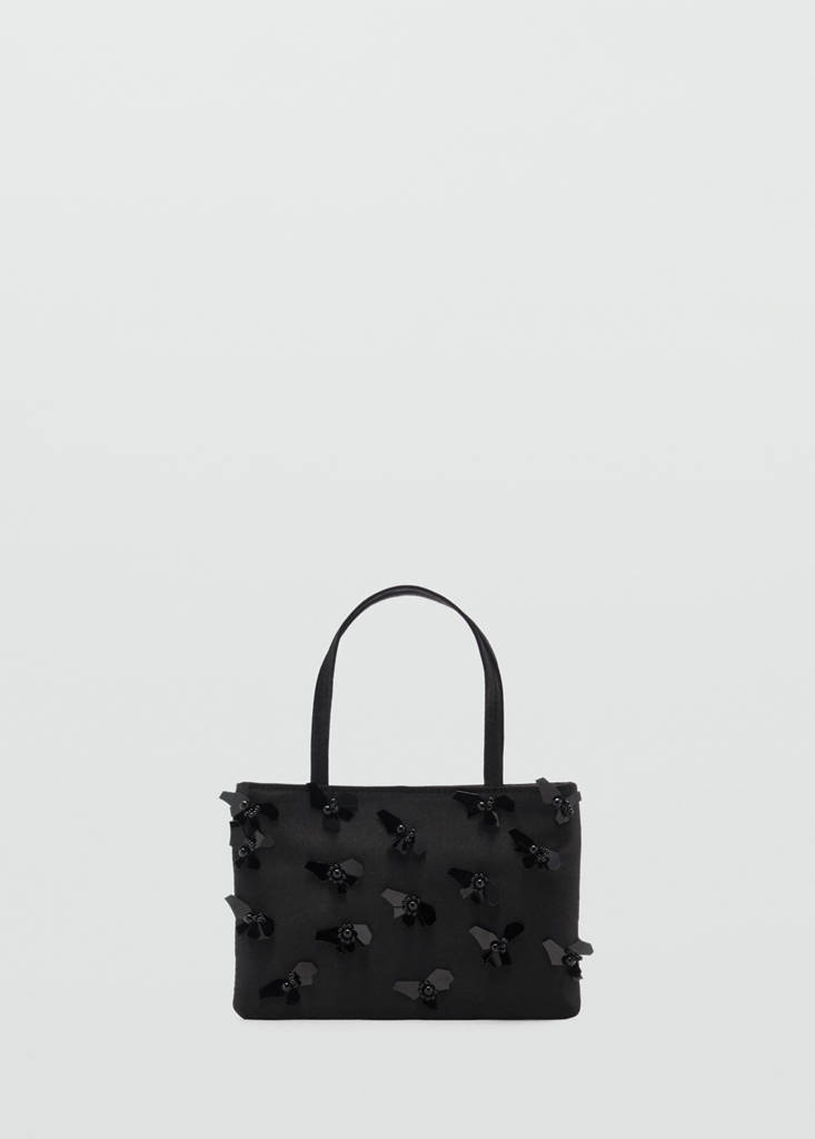 Handbag with flower appliqué - thumbnail 2
