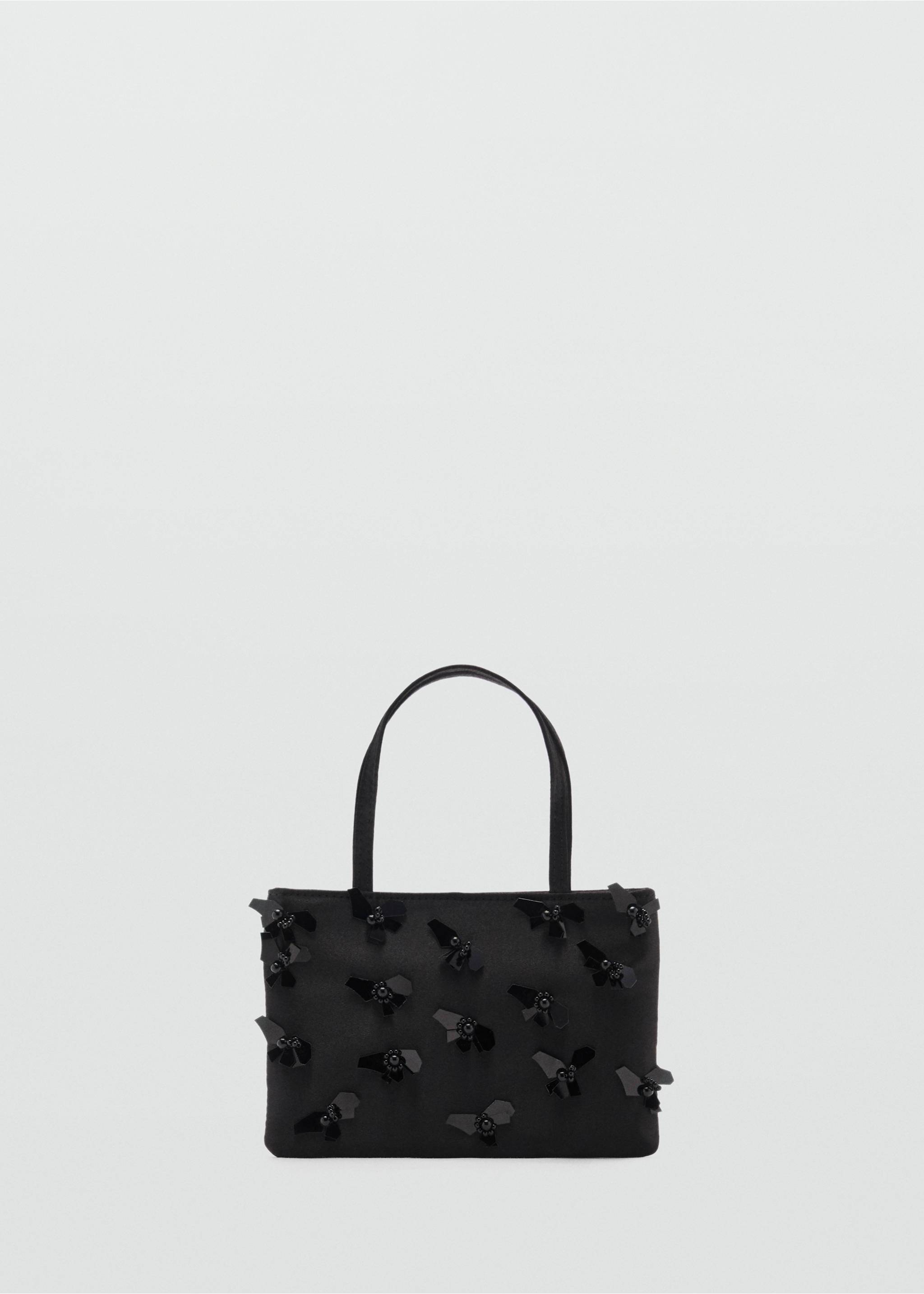 Bolso mano aplique flores - Artículo sin modelo, Negro. Ref: 87005747-00.