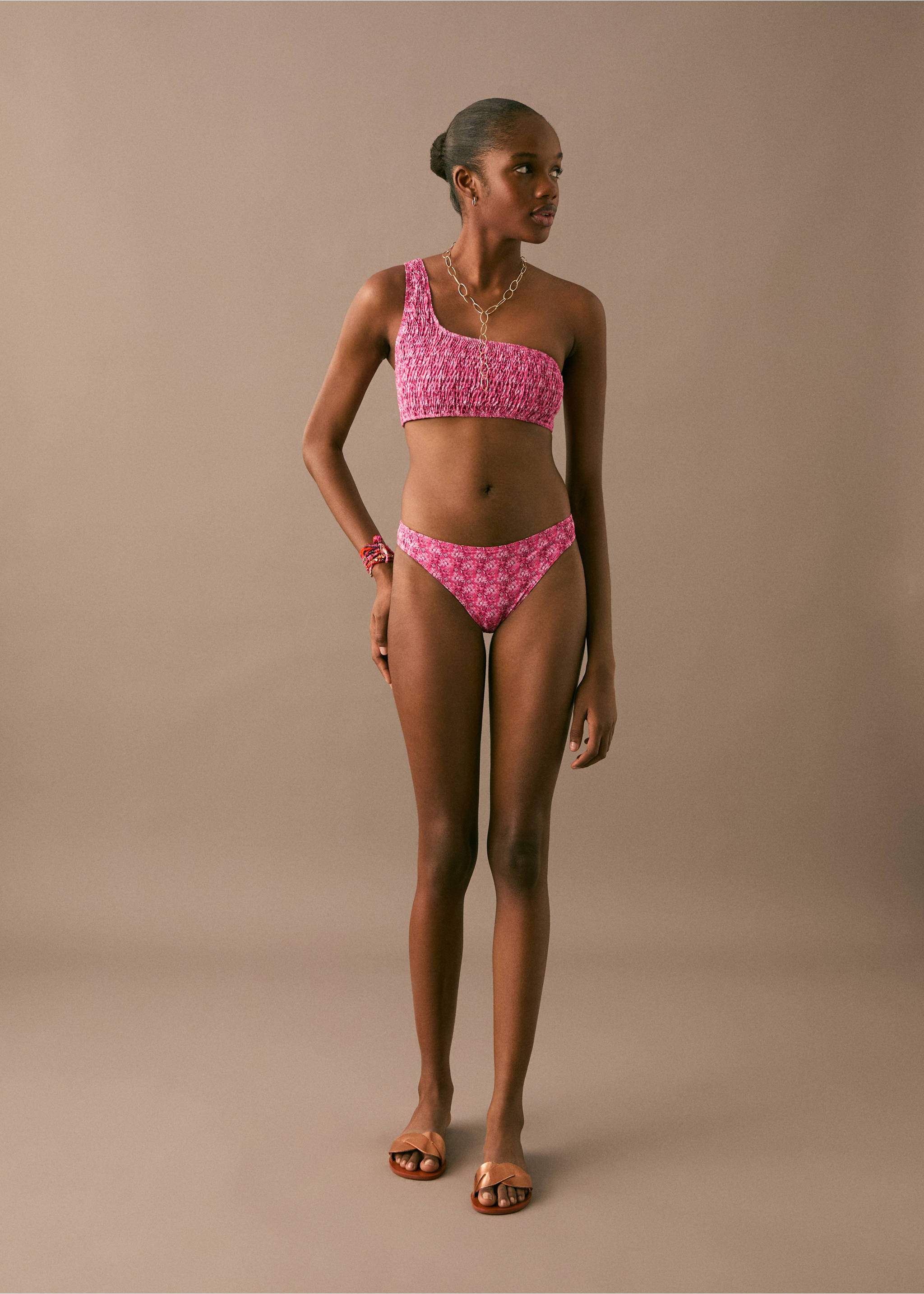 Asymmetrical printed bikini - General plane, Pastel Pink. Ref: 87005751-00.