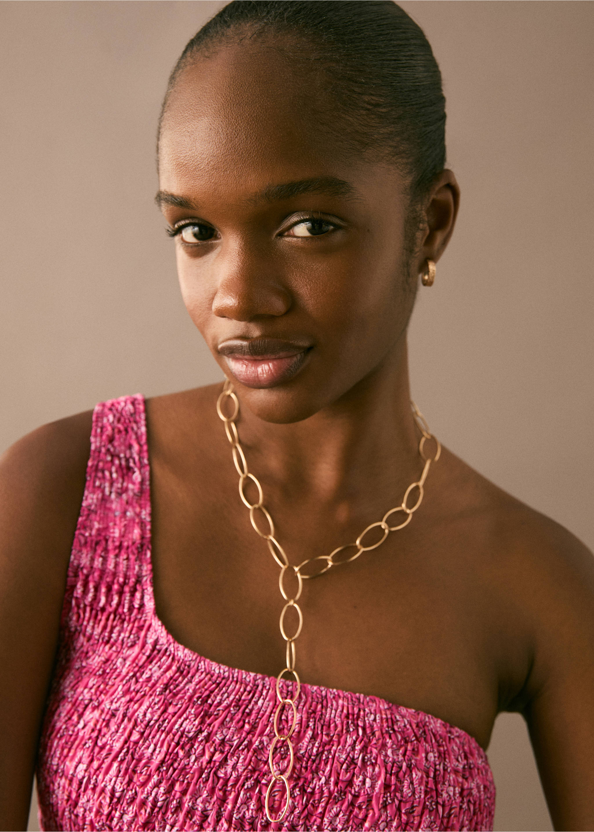Asymmetrical printed bikini - Details of the article 1, Pastel Pink. Ref: 87005751-00.