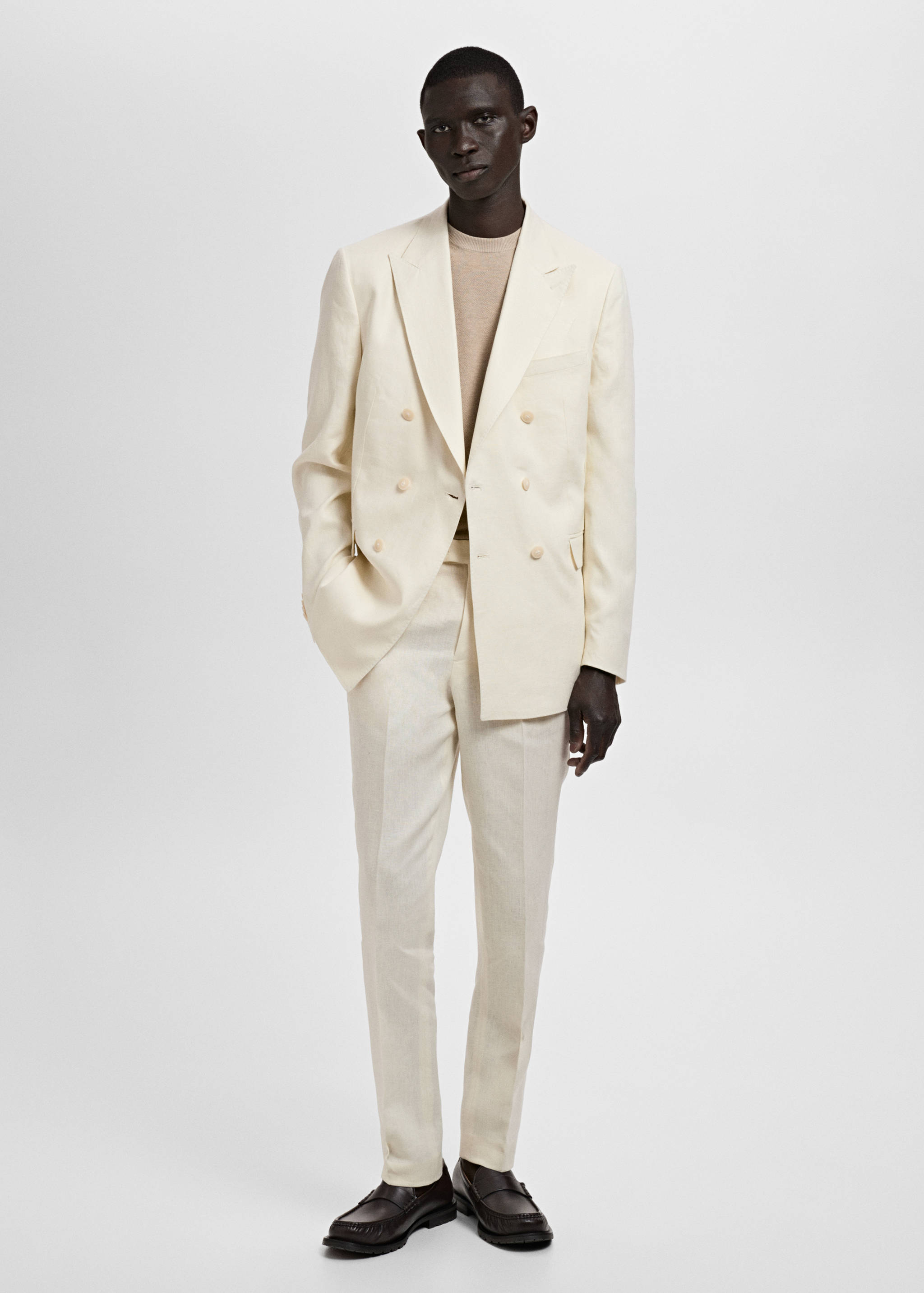 Amalfi 100% linen slim-fit suit trousers - General plane
