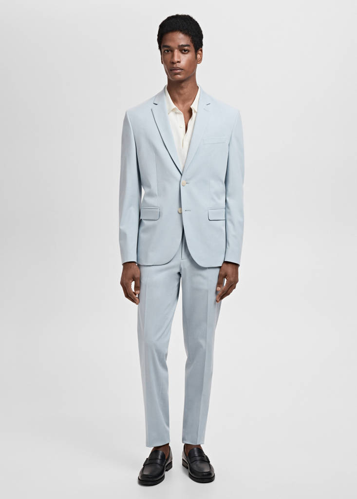 Stretch fabric super slim-fit suit trousers — Sky Blue