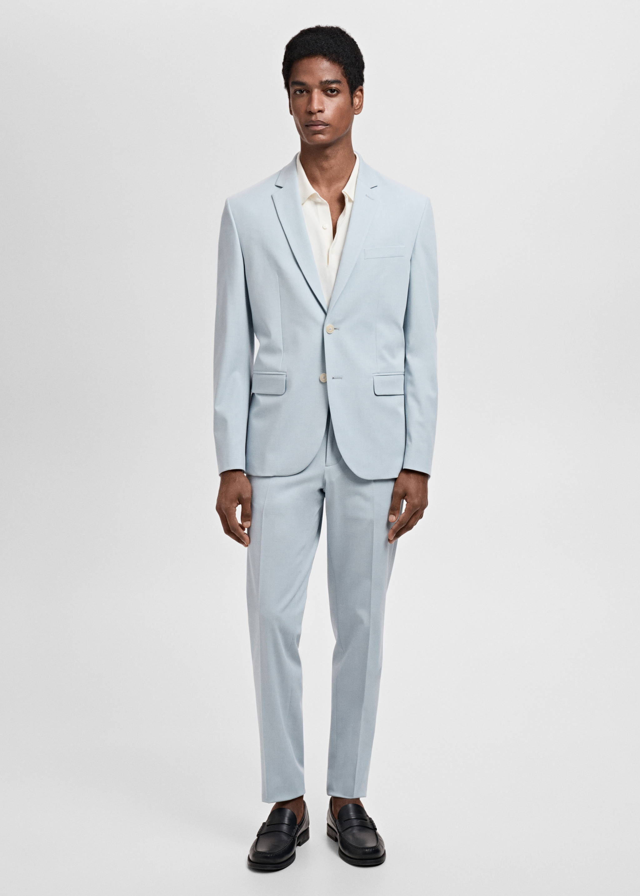 Stretch fabric super slim-fit suit trousers - General plane