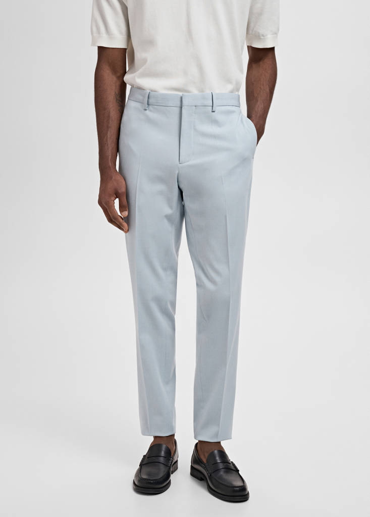 Stretch fabric super slim-fit suit trousers — Sky Blue