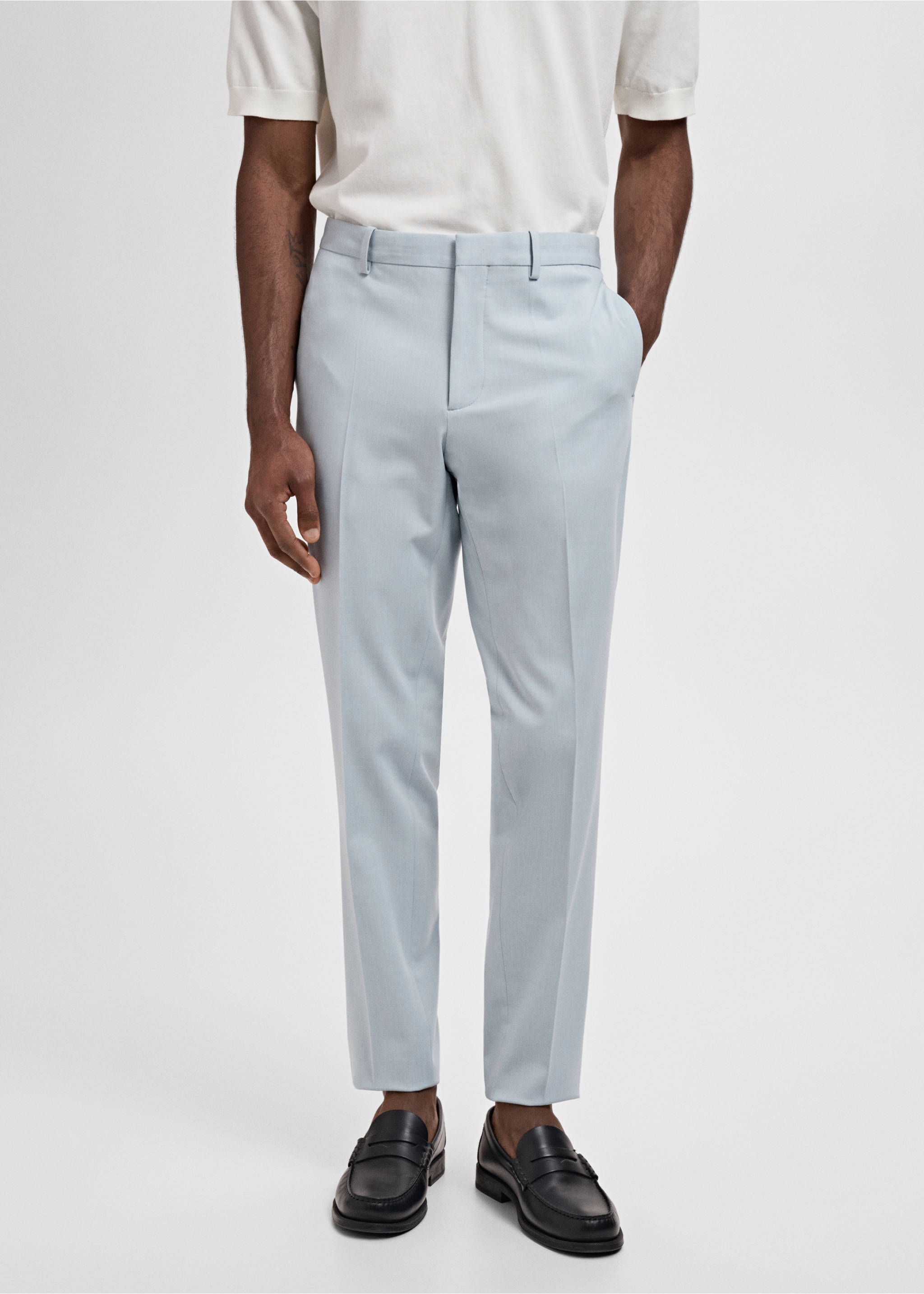 Pantalón traje París super slim fit - Plano medio, Azul celeste. Ref: 87005940-00.
