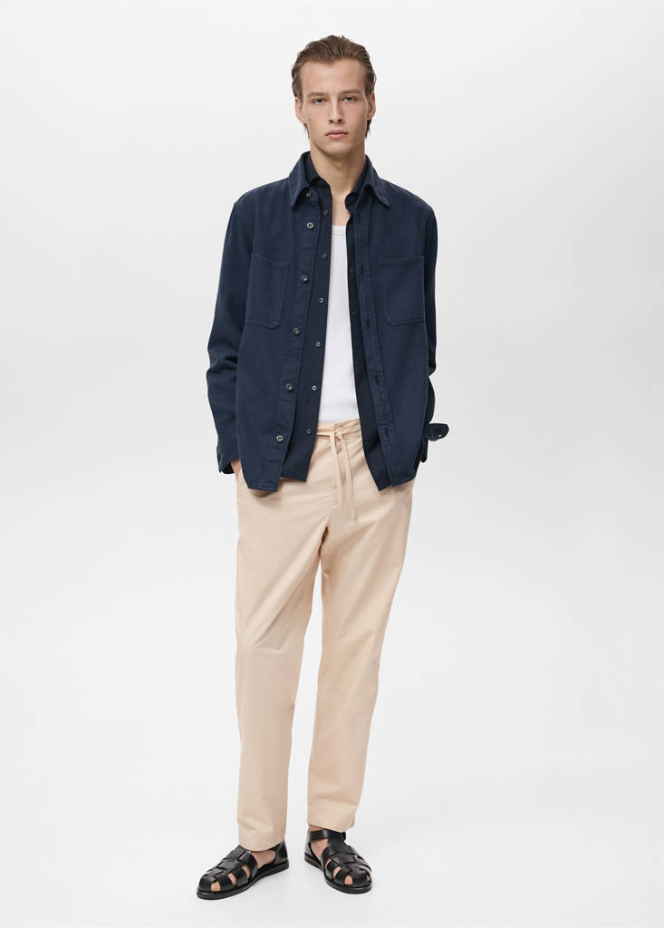 Poplin cotton trousers — Ecru