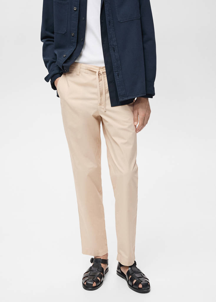 Poplin cotton trousers — Ecru